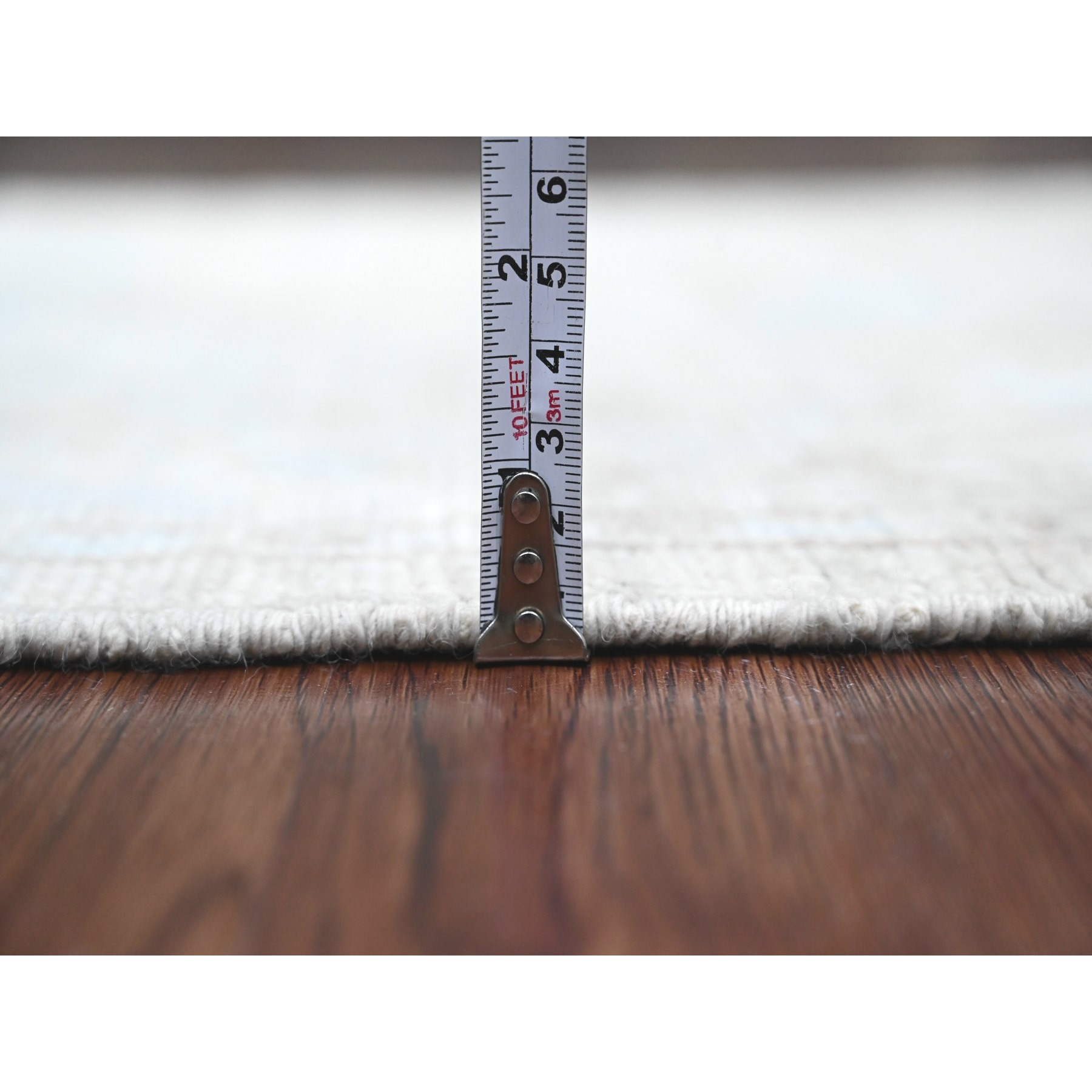 2'6"x9'7" Pastel Gray, Afghan Angora Oushak with All Over Design, Hand Knotted, Natural Dyes, 100% Wool, Runner, Oriental Rug Sh20591