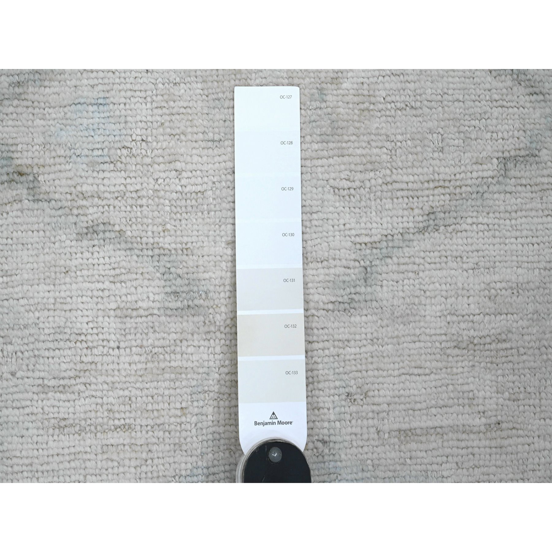 3'x9'9" Alabaster White, Afghan Angora Oushak with All Over Pattern, Hand Knotted, Natural Dyes, 100% Wool, Runner, Oriental Rug Sh20592