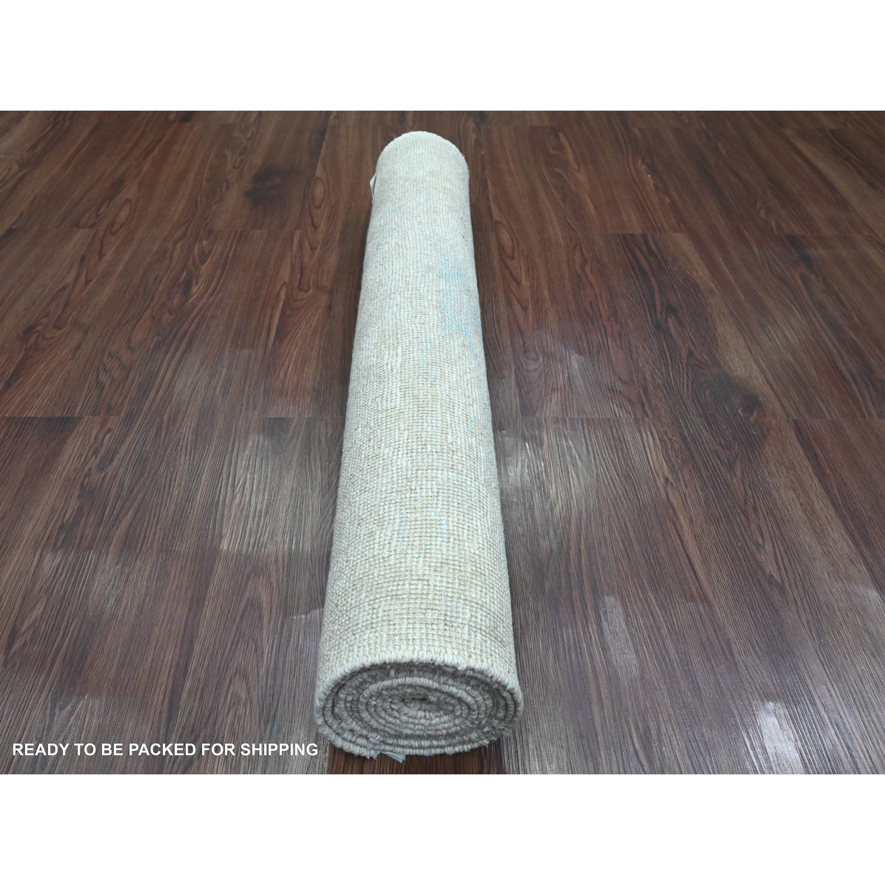 3'x9'9" Alabaster White, Afghan Angora Oushak with All Over Pattern, Hand Knotted, Natural Dyes, 100% Wool, Runner, Oriental Rug Sh20592