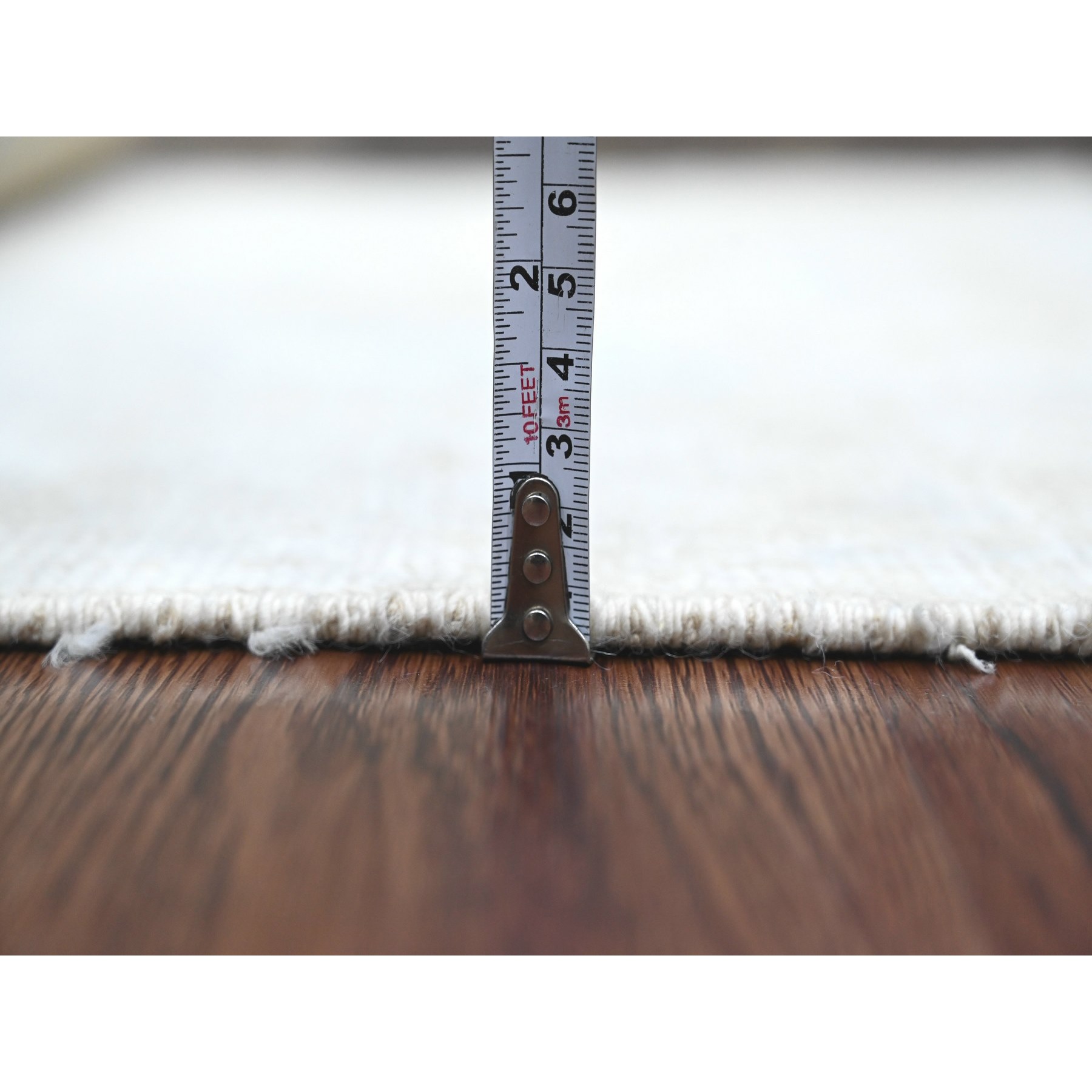 3'x9'9" Alabaster White, Afghan Angora Oushak with All Over Pattern, Hand Knotted, Natural Dyes, 100% Wool, Runner, Oriental Rug Sh20592