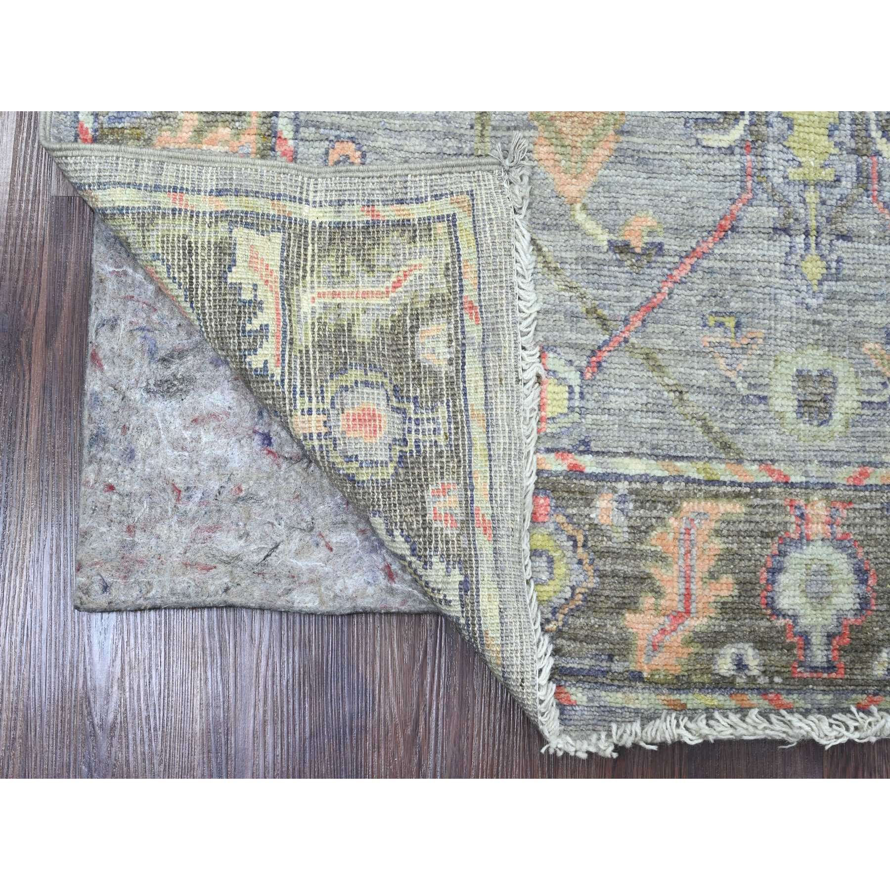 4'x10'1" Nevada Gray, Afghan Angora Oushak with All Over Vines Design, Hand Knotted, Vegetable Dyes, 100% Wool, Wide Runner, Oriental Rug Sh20597