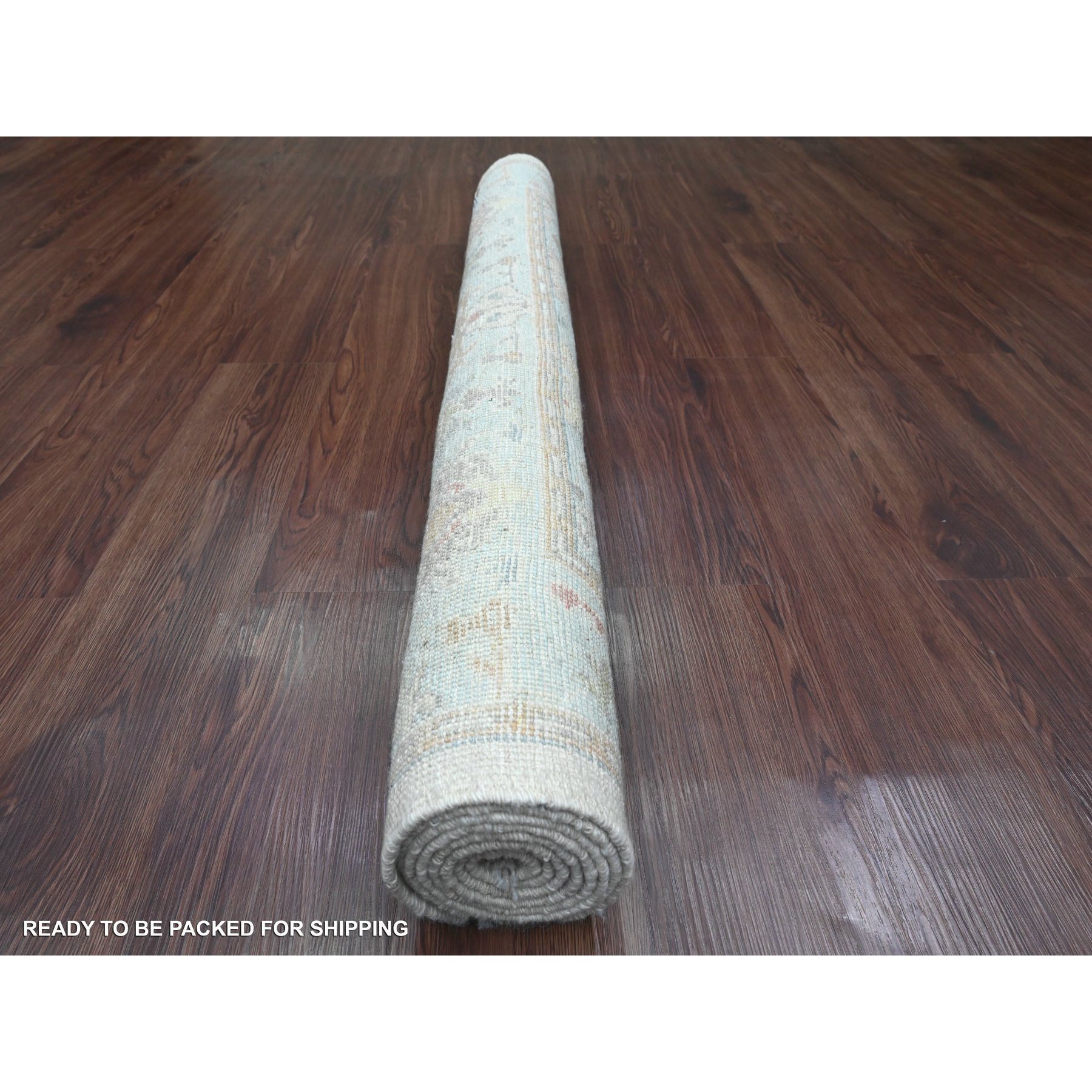 4'1"x6'7" Cloud Gray, Hand Knotted, Afghan Angora Oushak with All Over Leaf Design, Vegetable Dyes, 100% Wool, Oriental Rug Sh20598