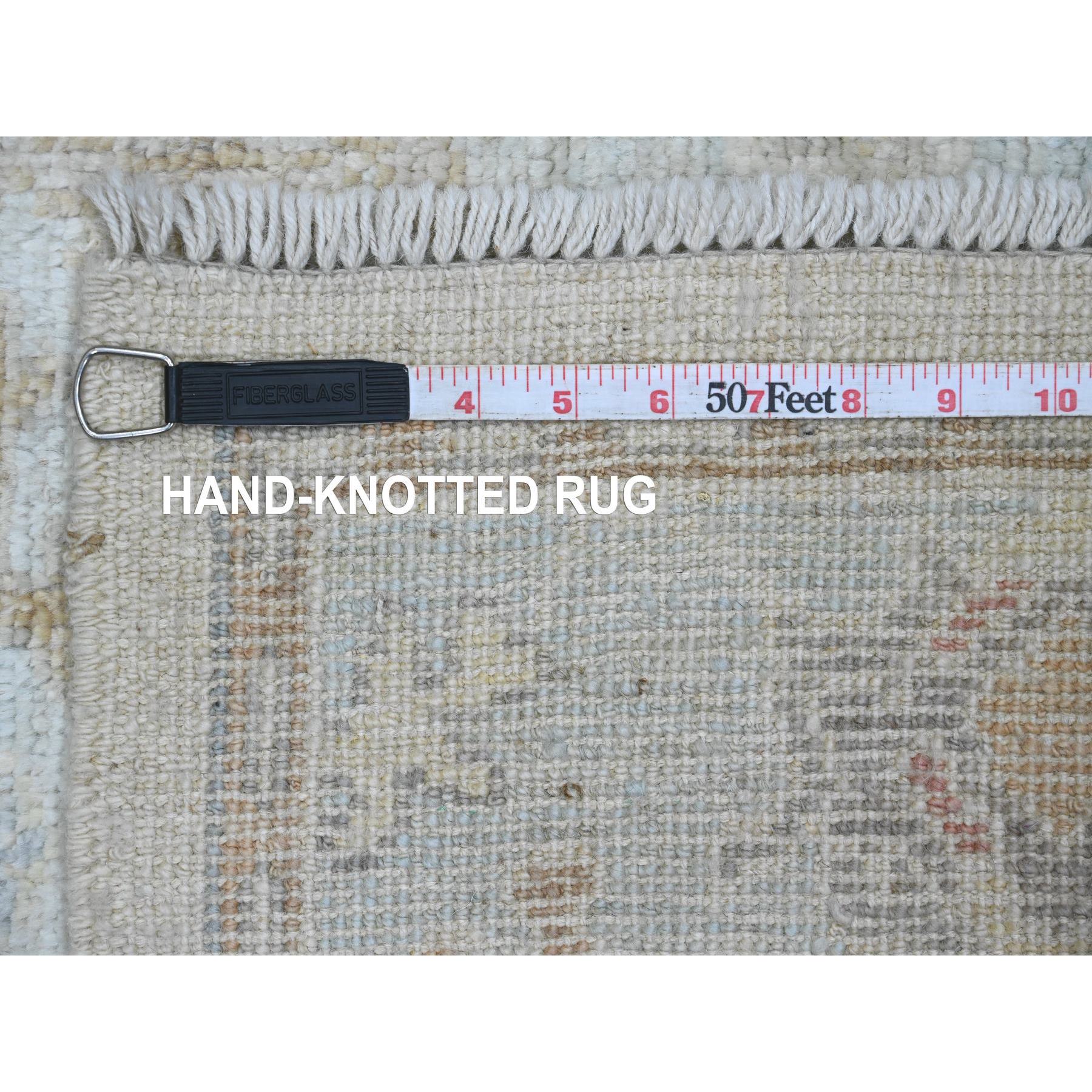 4'1"x6'7" Cloud Gray, Hand Knotted, Afghan Angora Oushak with All Over Leaf Design, Vegetable Dyes, 100% Wool, Oriental Rug Sh20598