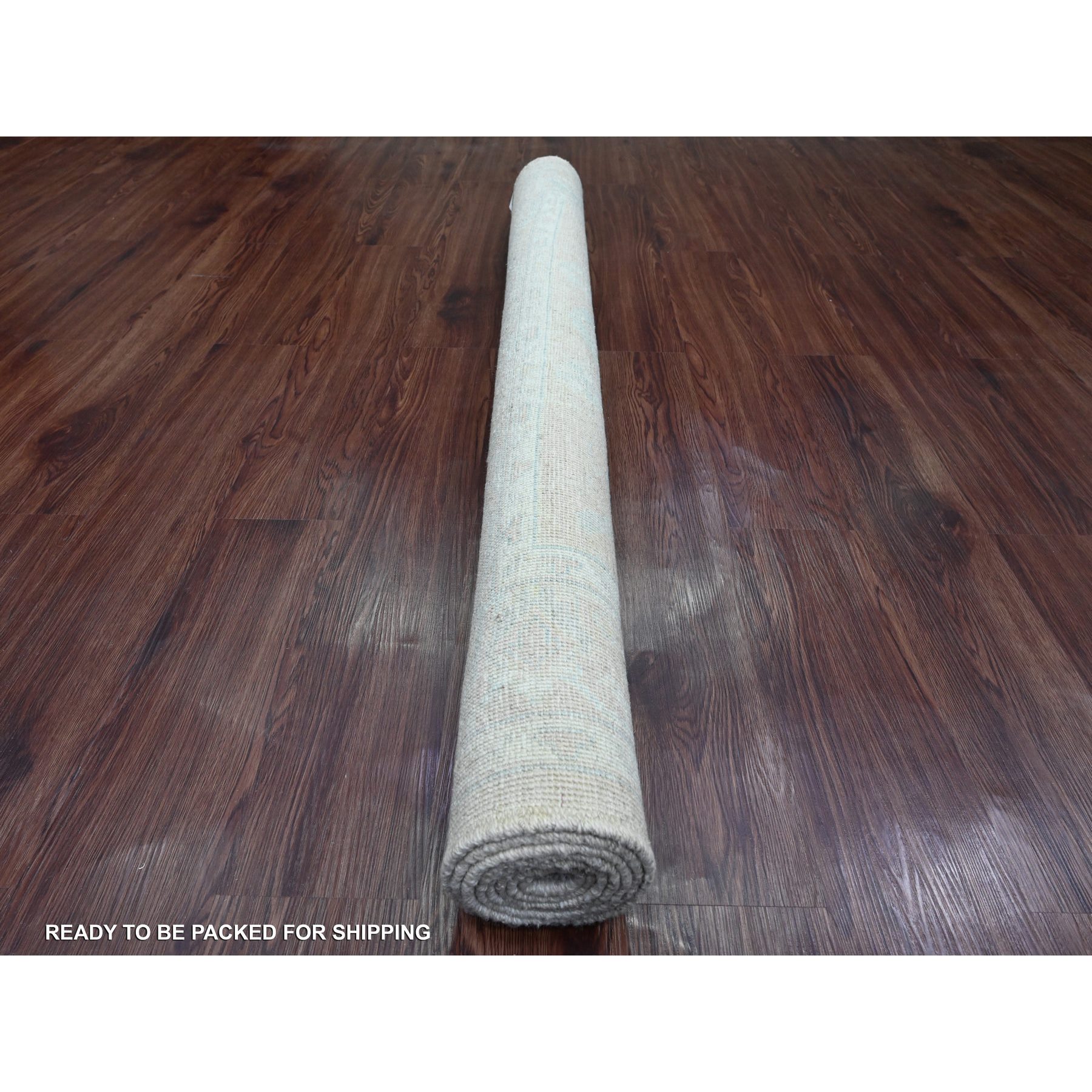 5'1"x6'7" Alabaster White, 100% Wool, Afghan Angora Oushak with Muted Colors Leaf Design, Hand Knotted, Veggie Dyes, Oriental Rug Sh20604
