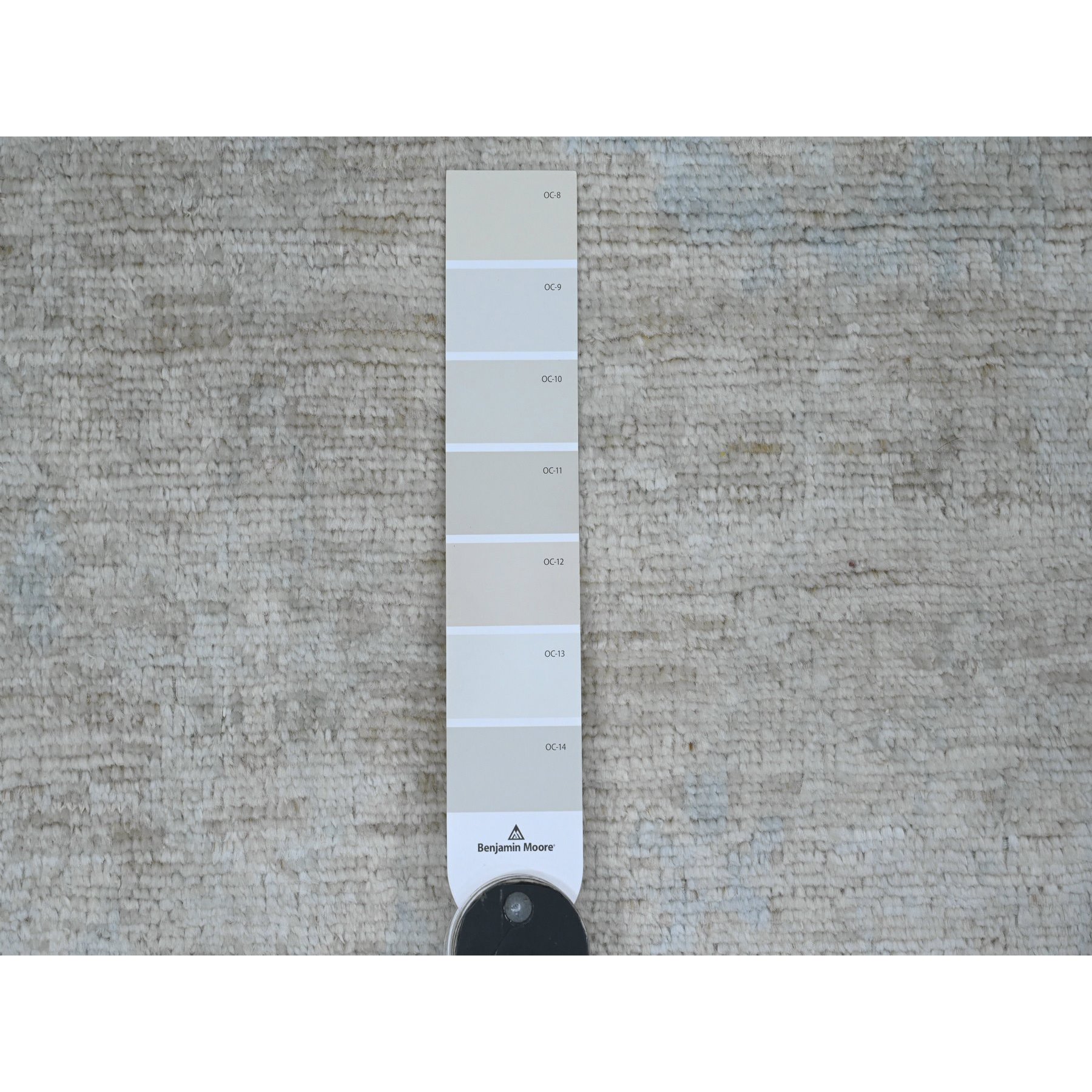 4'8"x6'3" Lace White, Hand Knotted, Afghan Angora Oushak with Leaf Design, Vegetable Dyes, 100% Wool, Oriental Rug Sh20606