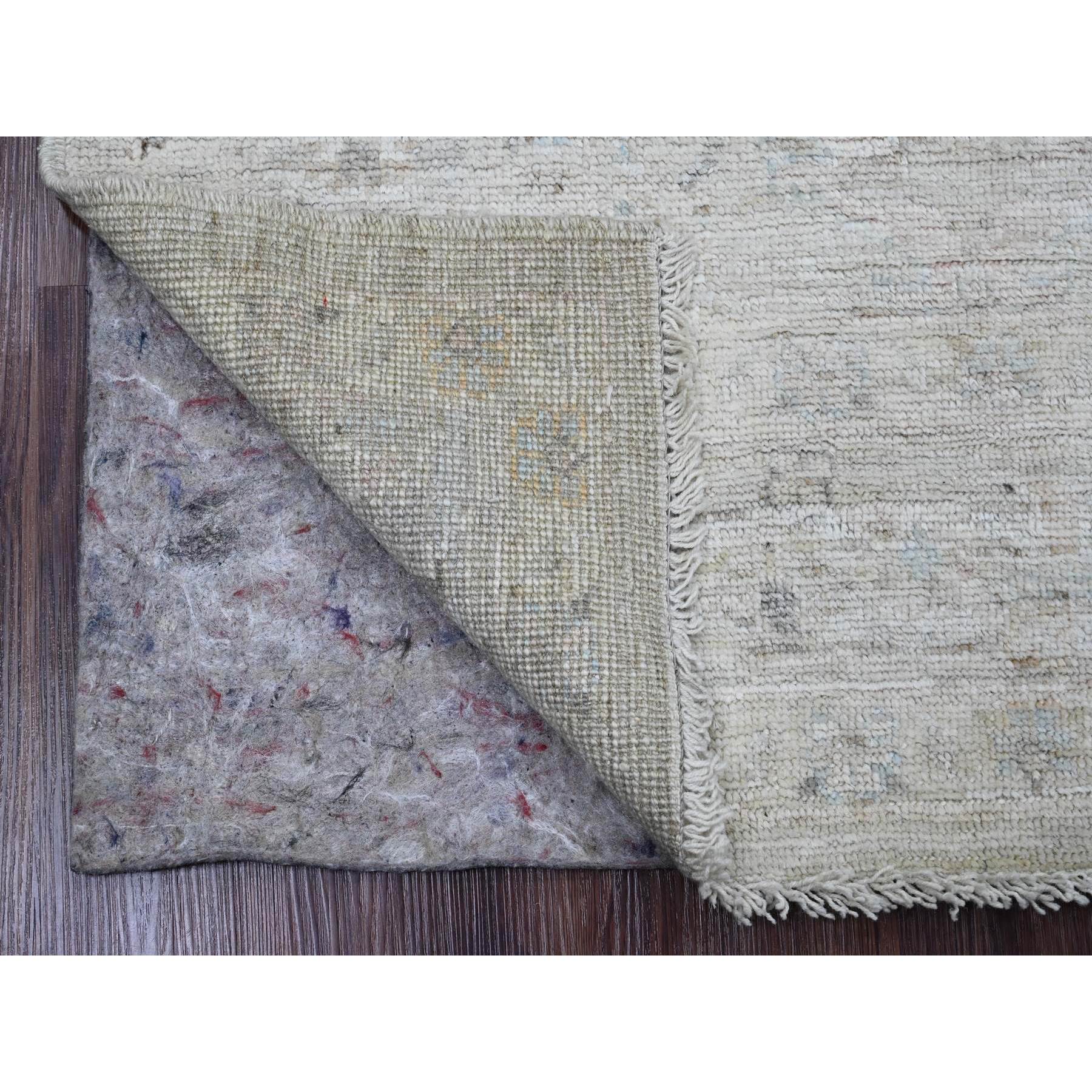 5'x6'10" Cloud Gray, Afghan Angora Oushak with All Over Pattern, Hand Knotted, Vegetable Dyes, 100% Wool, Oriental Rug Sh20607