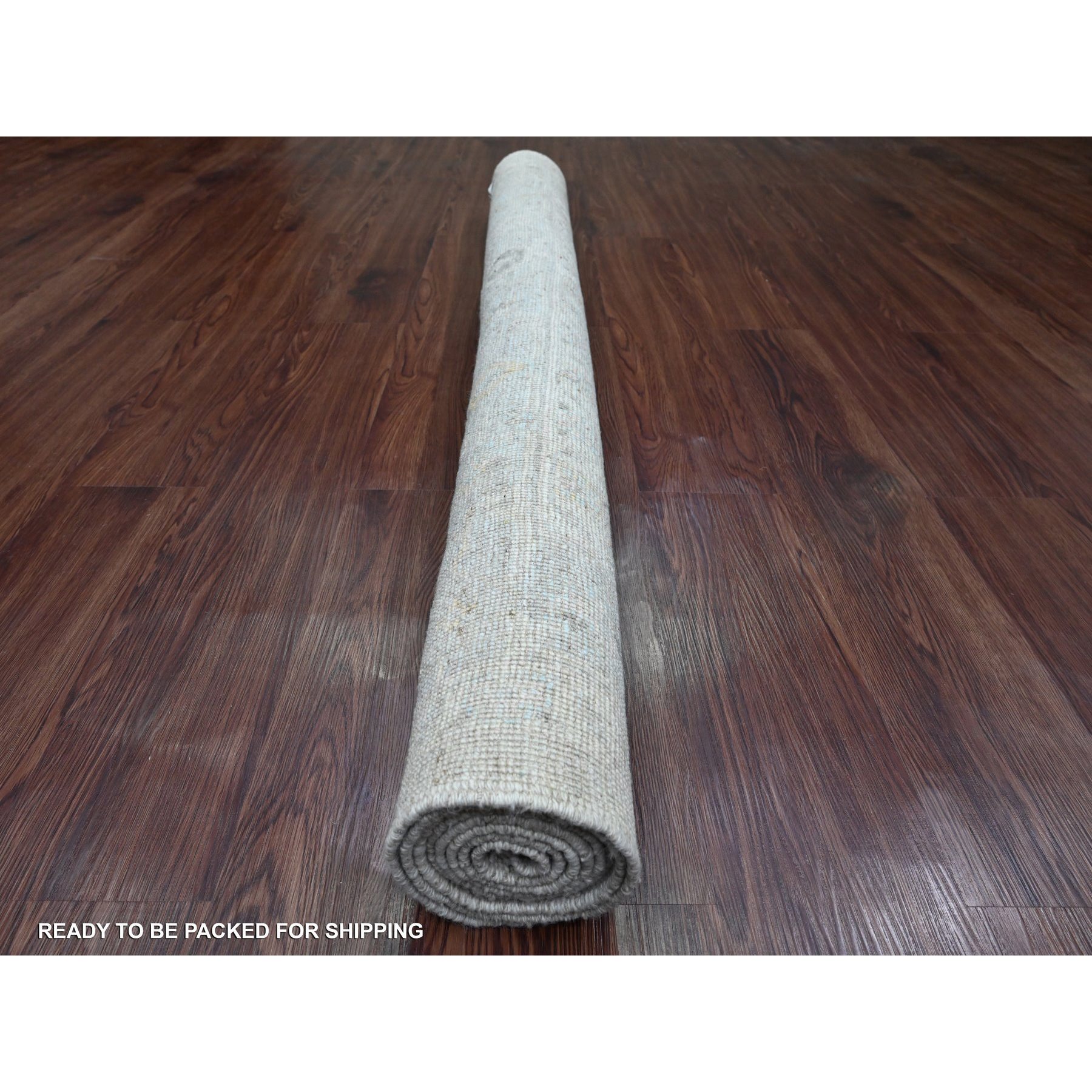5'x6'10" Cloud Gray, Afghan Angora Oushak with All Over Pattern, Hand Knotted, Vegetable Dyes, 100% Wool, Oriental Rug Sh20607