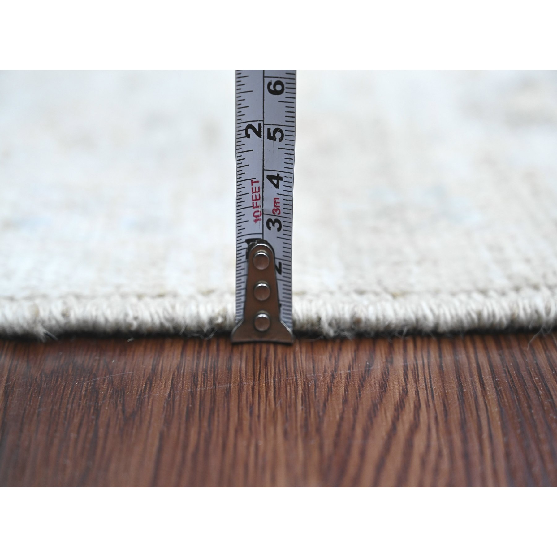 5'x6'10" Cloud Gray, Afghan Angora Oushak with All Over Pattern, Hand Knotted, Vegetable Dyes, 100% Wool, Oriental Rug Sh20607