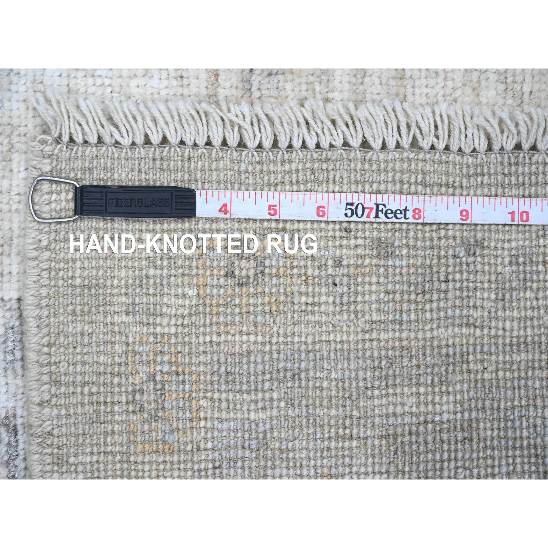 5'x6'10" Cloud Gray, Afghan Angora Oushak with All Over Pattern, Hand Knotted, Vegetable Dyes, 100% Wool, Oriental Rug Sh20607
