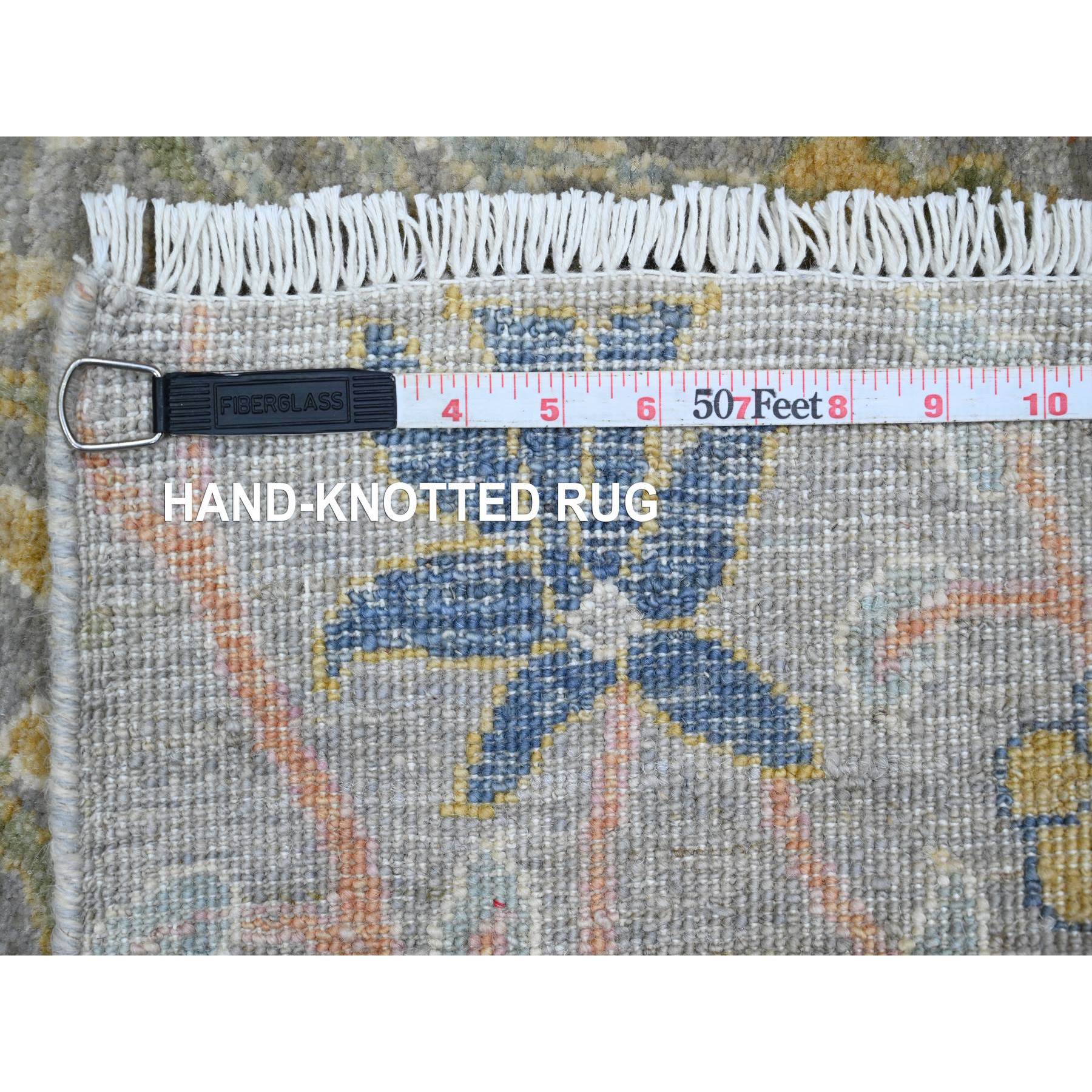 2'6"x20'2" Misty Gray, Afghan Peshawar with Birds of Paradise Design, Hand Knotted, Soft Wool, Vegetable Dyes, XL Runner, Oriental Rug Sh20615