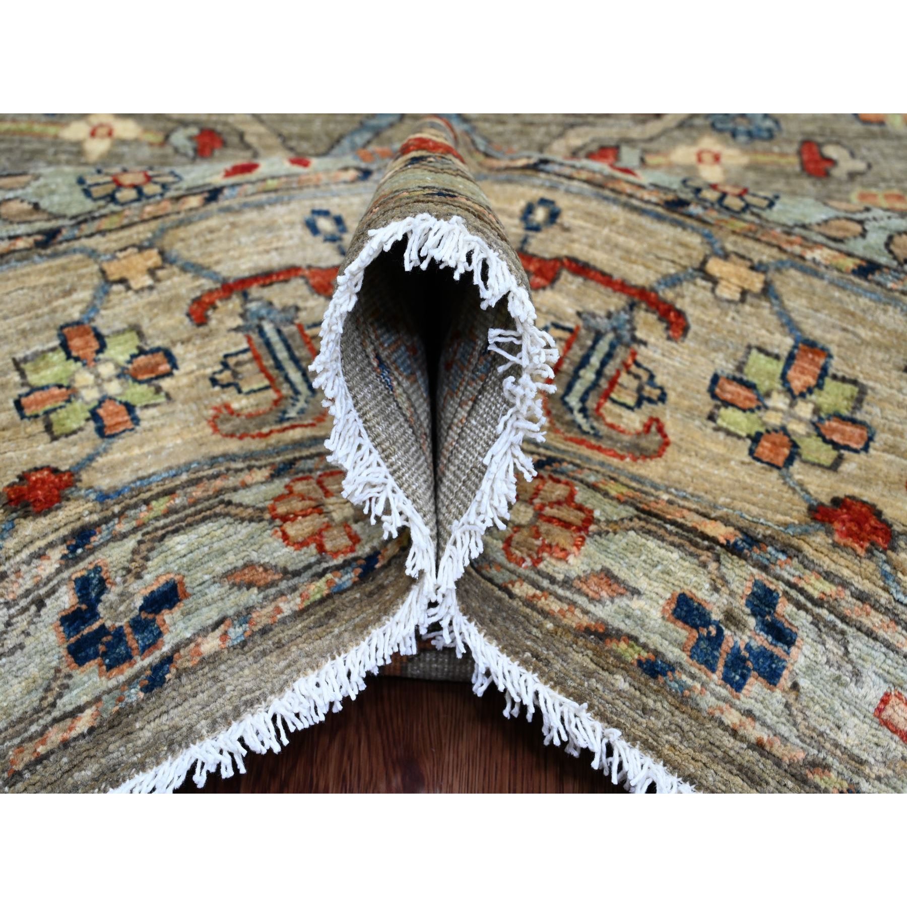 9'x11'9" Taupe Brown, Peshawar with Bijar Garus Design, High Mountain Wool, Hand Knotted, Vegetable Dyes, Densely Woven, Oriental Rug Sh20623