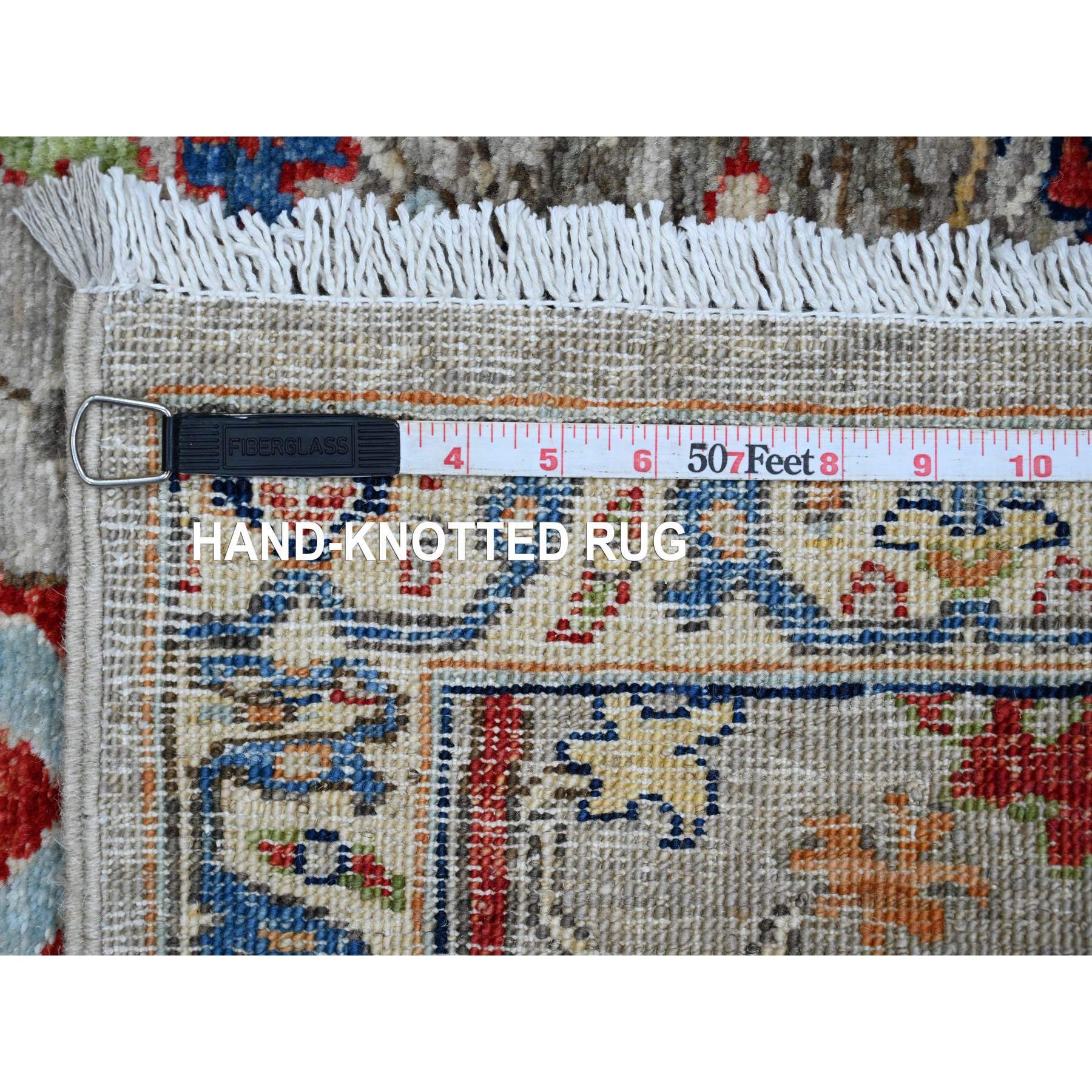 3'x15'5" Pastel Gray, Aryana Grade, Peshawar with Bijar Garus All Over Design, High Mountain Wool, Hand Knotted, Vegetable Dyes, Densely Woven, XL Runner, Oriental Rug Sh20627