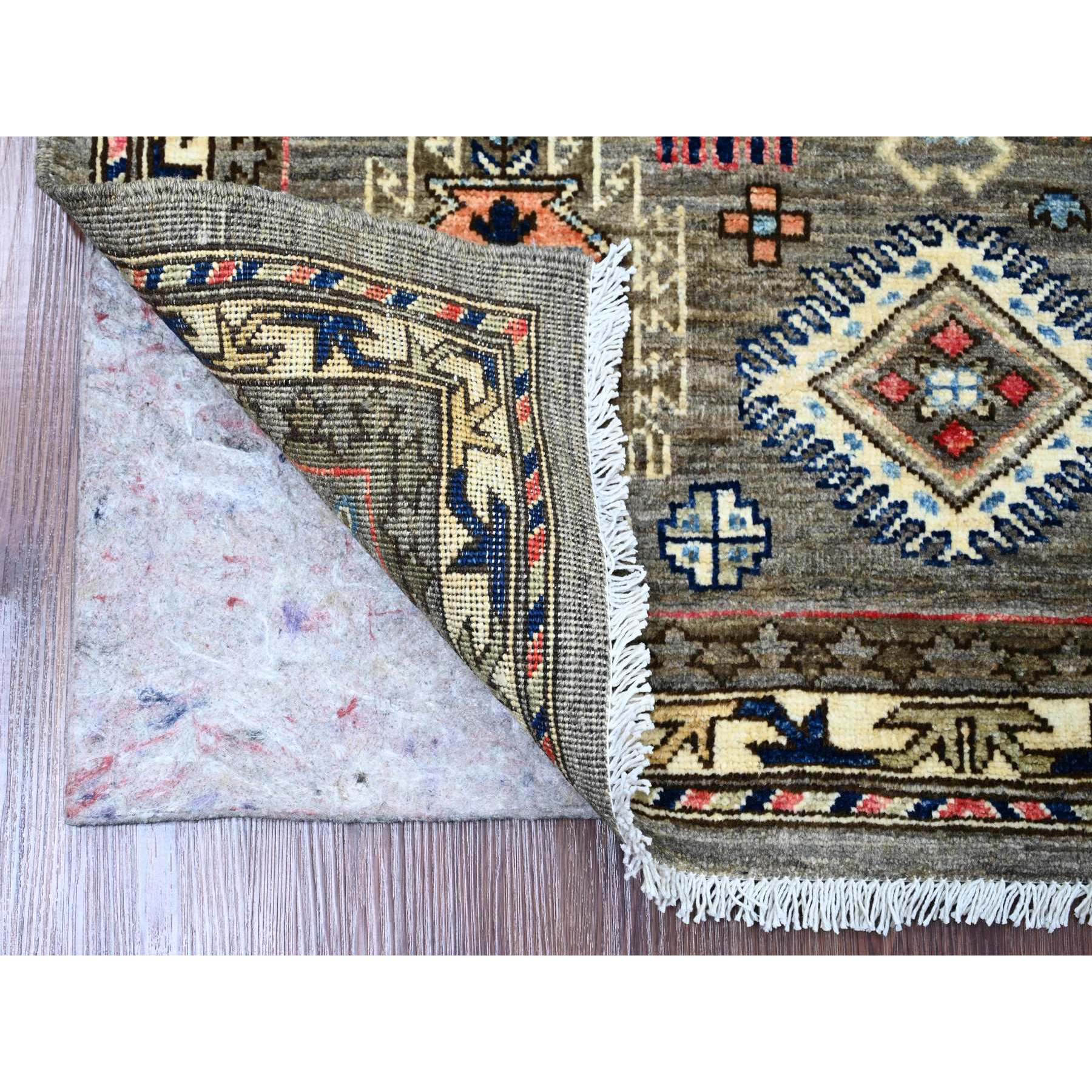 3'6"x5' Dim Gray, Aryana Collection, Caucasian Inspired Antiqued Design, Hand Knotted, High Mountain Wool, Vegetable Dyes, Oriental Rug Sh20629