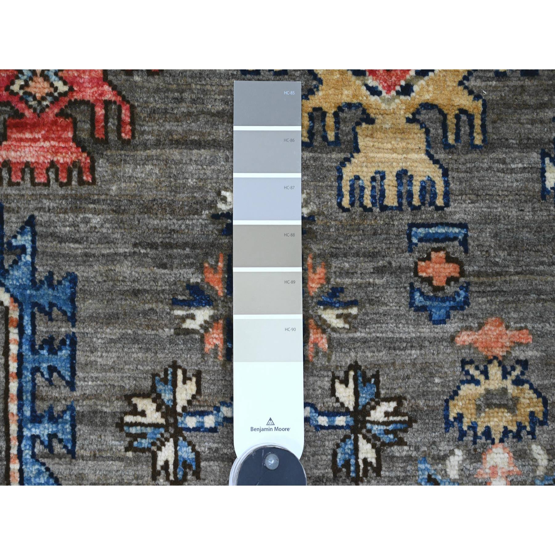 3'6"x5' Dim Gray, Aryana Collection, Caucasian Inspired Antiqued Design, Hand Knotted, High Mountain Wool, Vegetable Dyes, Oriental Rug Sh20629