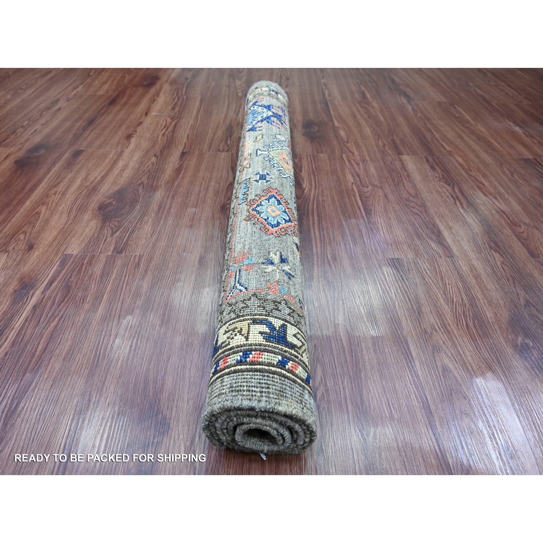 3'6"x5' Dim Gray, Aryana Collection, Caucasian Inspired Antiqued Design, Hand Knotted, High Mountain Wool, Vegetable Dyes, Oriental Rug Sh20629
