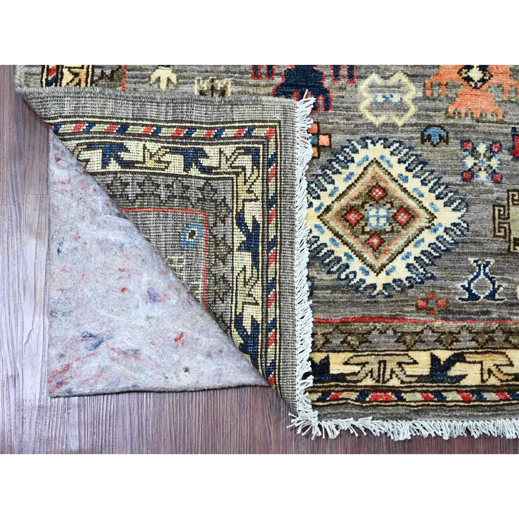 3'x4'10" Sonic Gray, Aryana Grade, Caucasian Inspired Antiqued Design, High Mountain Wool, Hand Knotted, Vegetable Dyes, Oriental Rug Sh20633