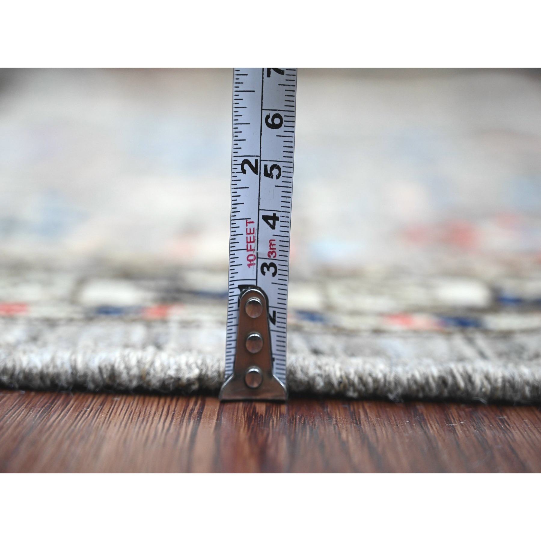 3'x4'10" Sonic Gray, Aryana Grade, Caucasian Inspired Antiqued Design, High Mountain Wool, Hand Knotted, Vegetable Dyes, Oriental Rug Sh20633