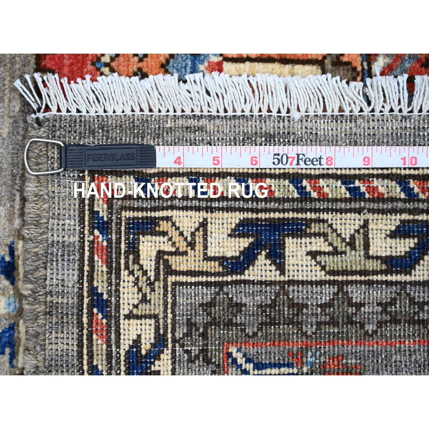 3'x4'10" Sonic Gray, Aryana Grade, Caucasian Inspired Antiqued Design, High Mountain Wool, Hand Knotted, Vegetable Dyes, Oriental Rug Sh20633