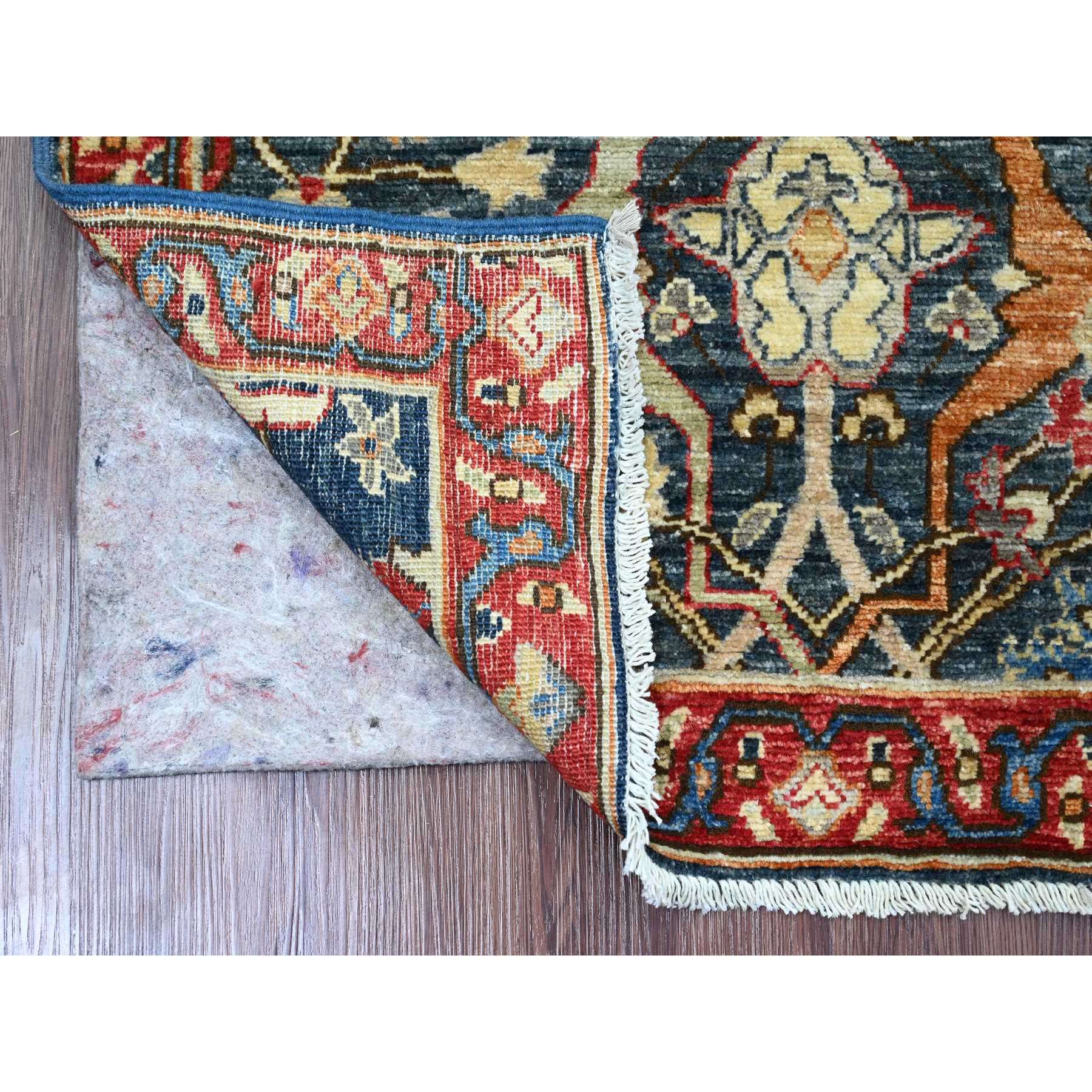 3'x5'8" Aegean Blue, Aryana Collection, Peshawar with Bijar Garus Design, High Mountain Wool, Hand Knotted, Vegetable Dyes, Densely Woven, Runner, Oriental Rug Sh20634