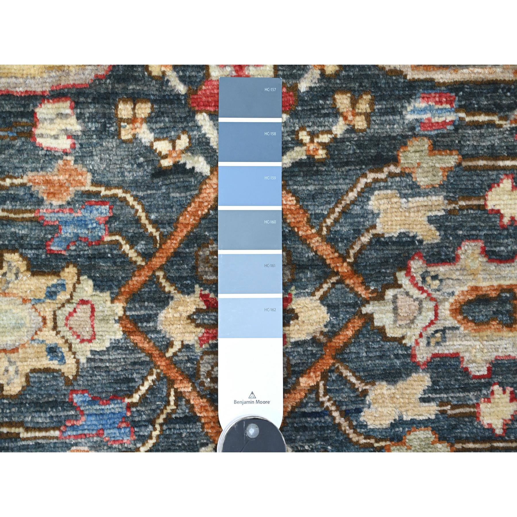 3'x5'8" Aegean Blue, Aryana Collection, Peshawar with Bijar Garus Design, High Mountain Wool, Hand Knotted, Vegetable Dyes, Densely Woven, Runner, Oriental Rug Sh20634