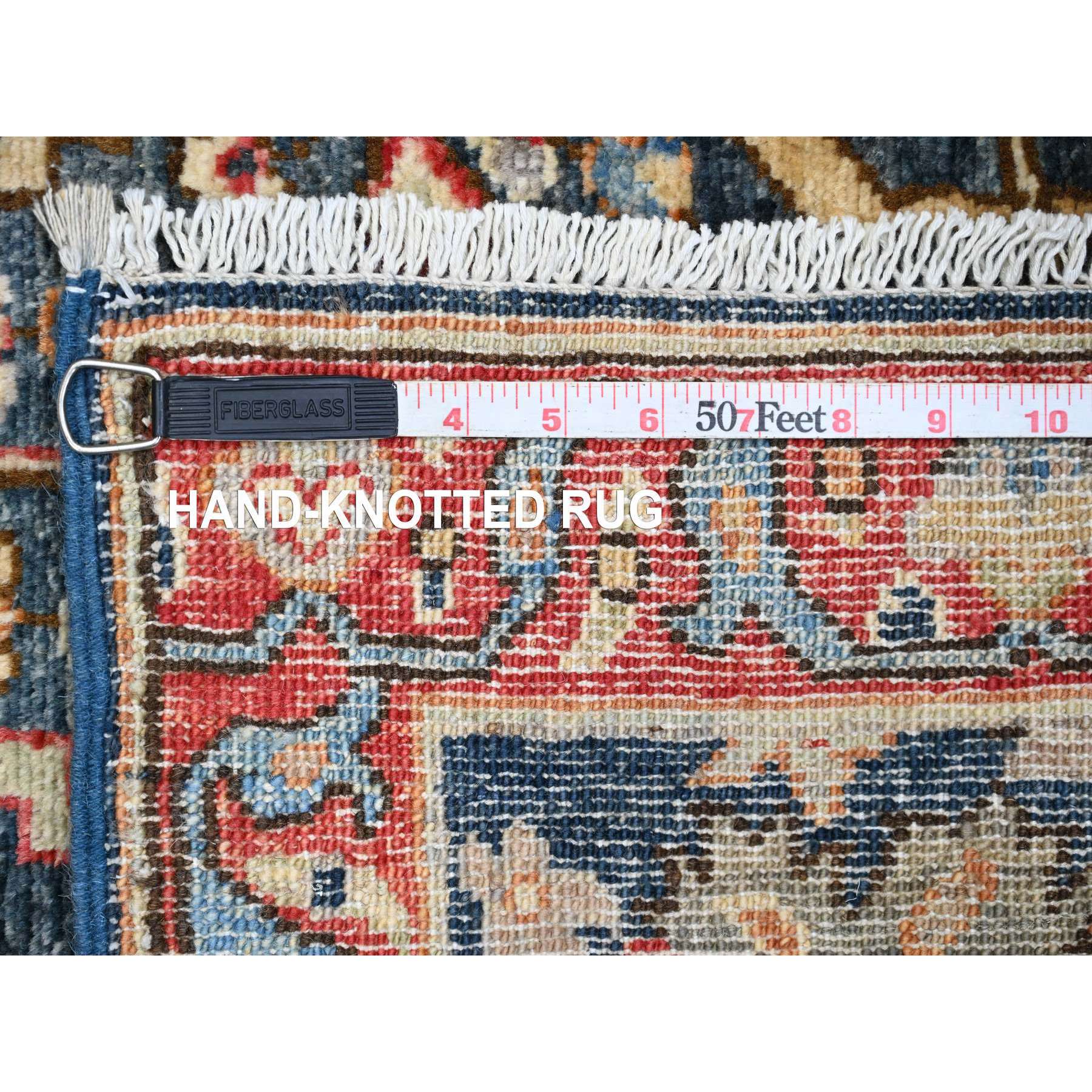 3'x5'8" Aegean Blue, Aryana Collection, Peshawar with Bijar Garus Design, High Mountain Wool, Hand Knotted, Vegetable Dyes, Densely Woven, Runner, Oriental Rug Sh20634