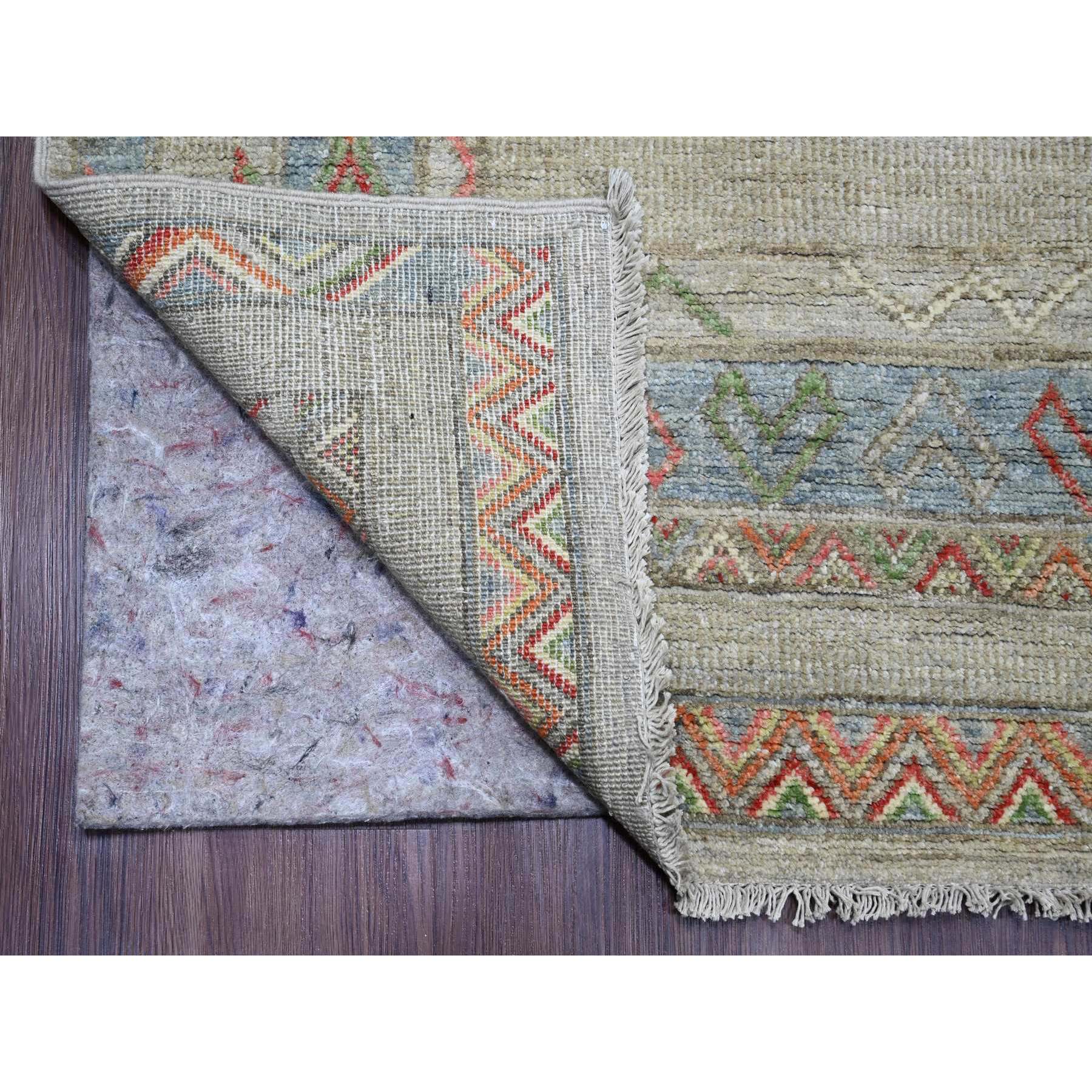 8'8"x11'8" Bone White, Peshawar with Berber Influence, Geometric Design, Denser Weave, High Mountain Wool, Hand Knotted, Oriental Rug Sh20636