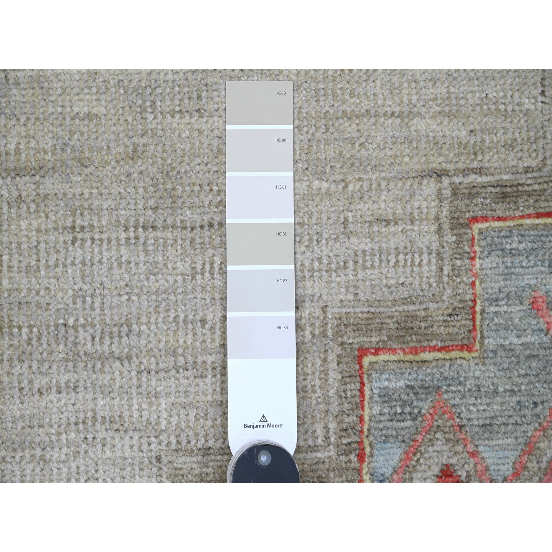 8'8"x11'8" Bone White, Peshawar with Berber Influence, Geometric Design, Denser Weave, High Mountain Wool, Hand Knotted, Oriental Rug Sh20636