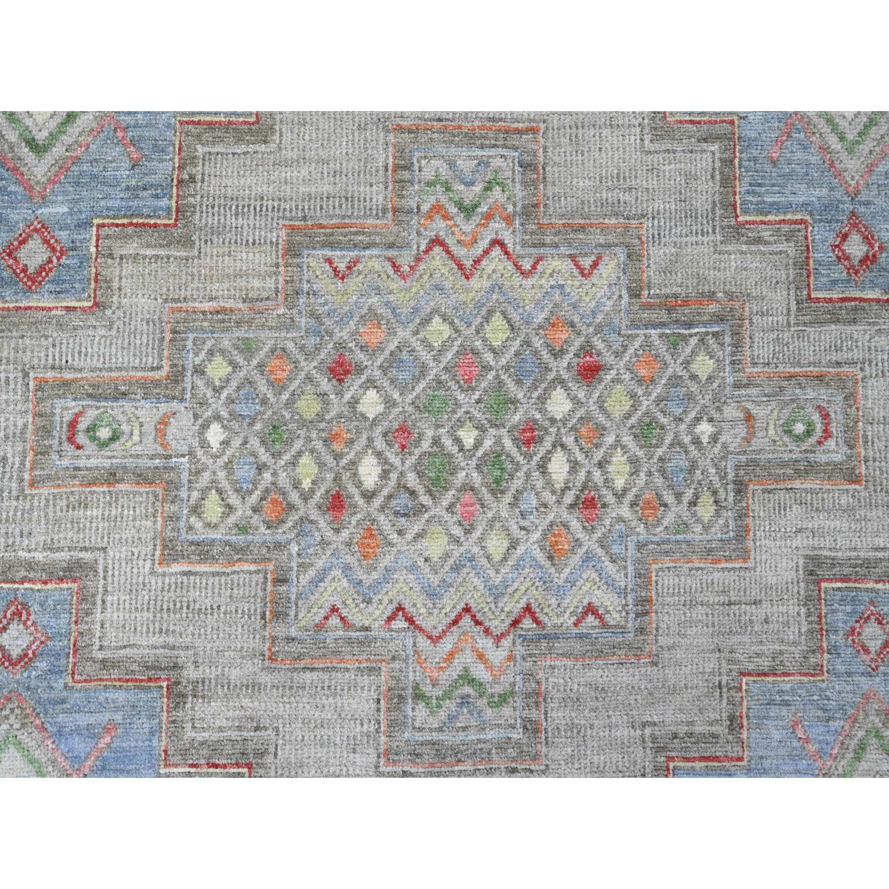 8'8"x11'8" Bone White, Peshawar with Berber Influence, Geometric Design, Denser Weave, High Mountain Wool, Hand Knotted, Oriental Rug Sh20636