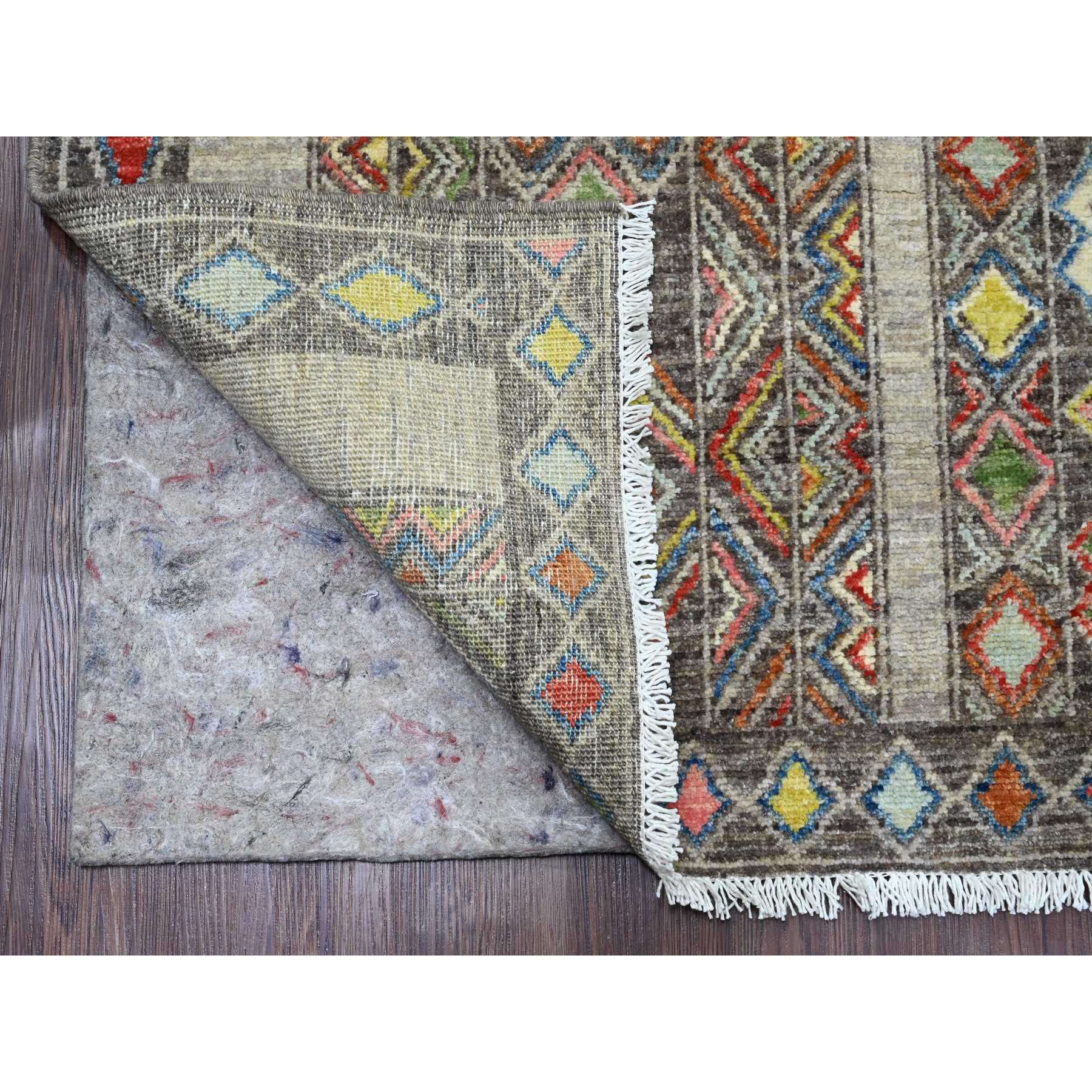8'1"x9'6" Carbon Gray, Intricate Geometric Design, Berber Influence, Denser Weave, High Mountain Wool, Hand Knotted, Oriental Rug Sh20637
