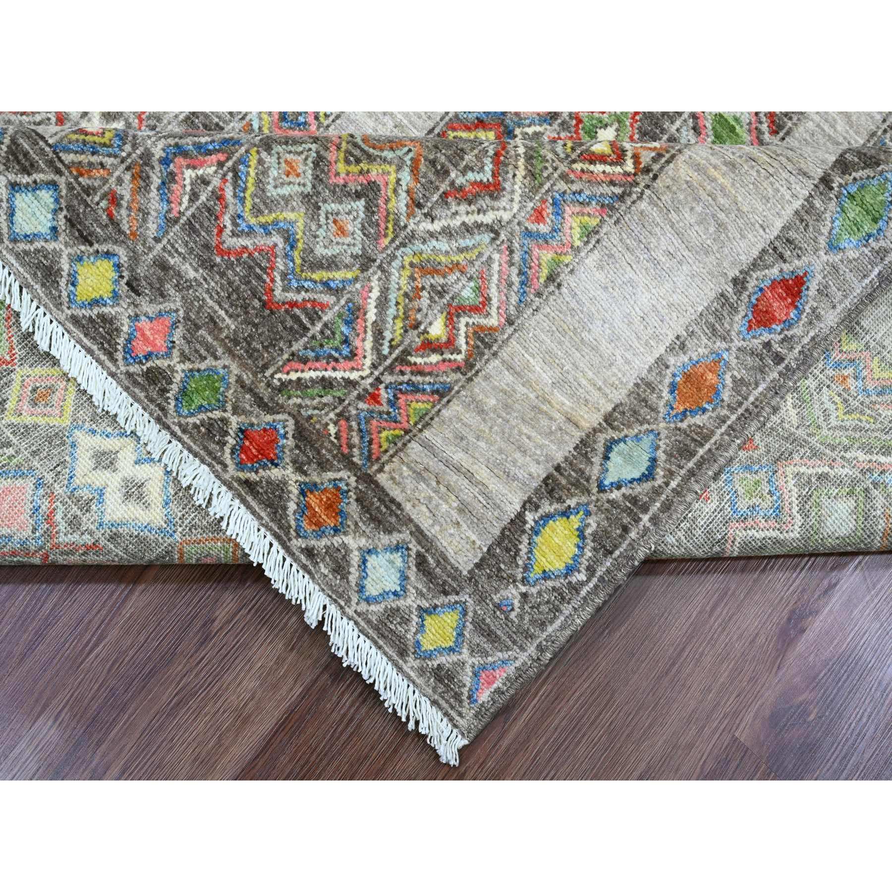 8'1"x9'6" Carbon Gray, Intricate Geometric Design, Berber Influence, Denser Weave, High Mountain Wool, Hand Knotted, Oriental Rug Sh20637