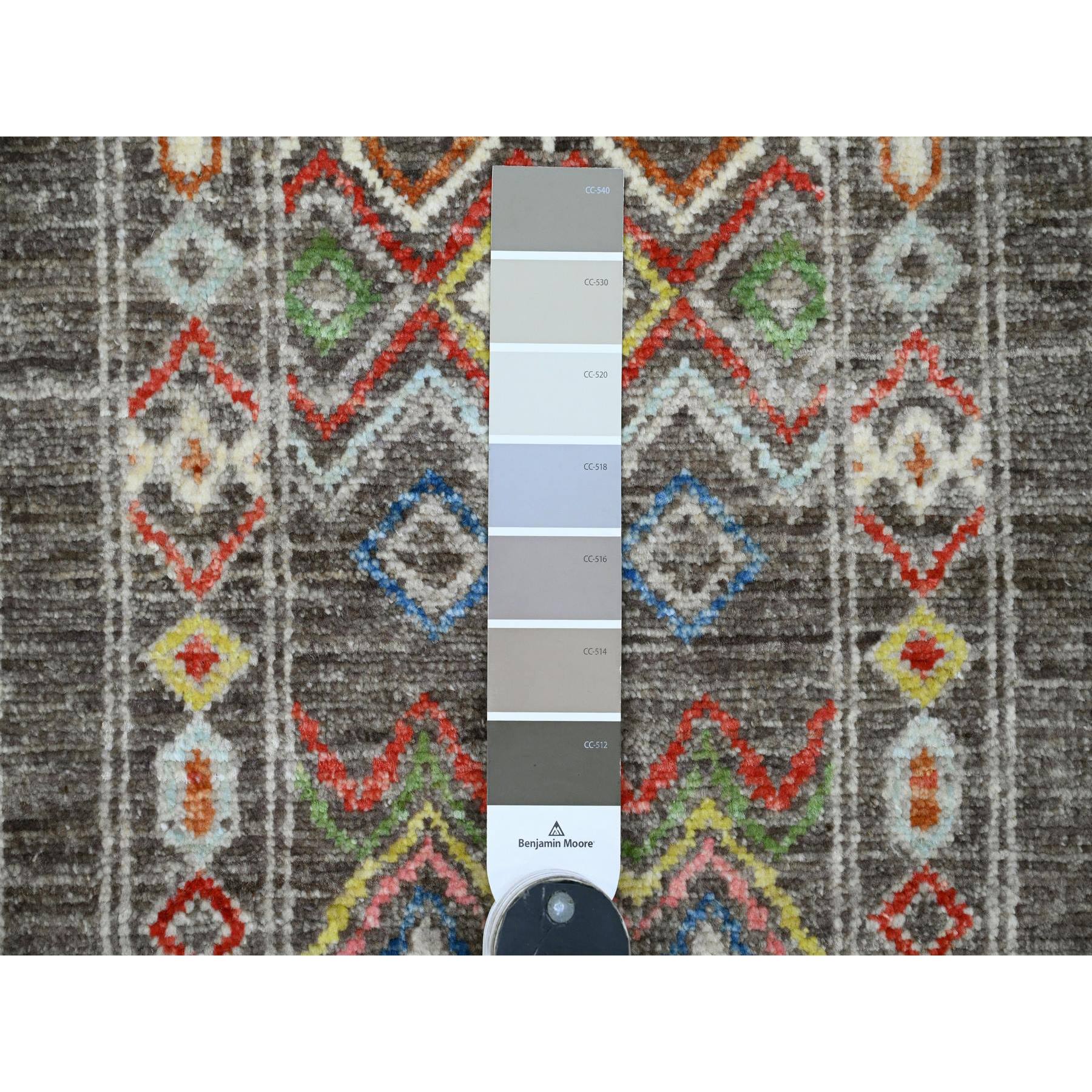 8'1"x9'6" Carbon Gray, Intricate Geometric Design, Berber Influence, Denser Weave, High Mountain Wool, Hand Knotted, Oriental Rug Sh20637