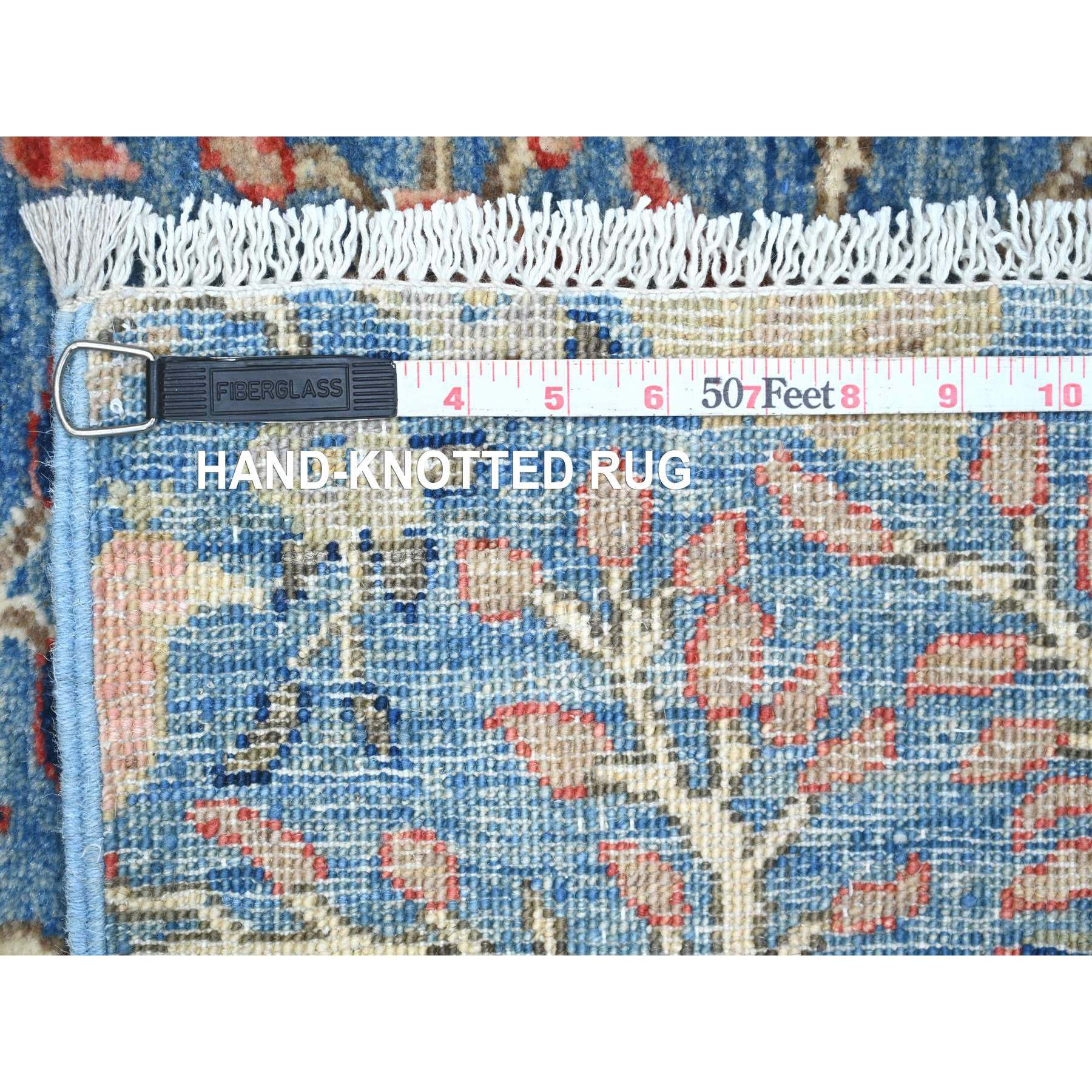 2'10"x23'6" Bayern Blue, Afghan Peshawar with Birds of Paradise Design, Soft Wool, Natural Dyes, Hand Knotted, XL Runner, Oriental Rug Sh20638