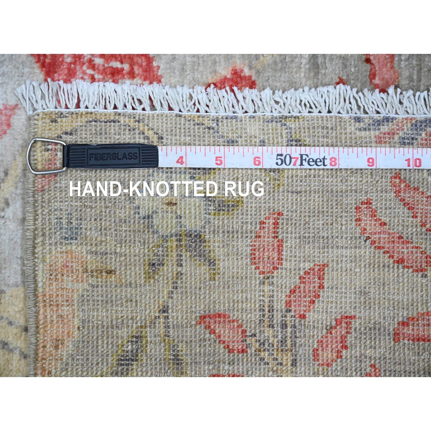 3'x23'10" Dark Vanilla Brown, Afghan Peshawar with Birds of Paradise Design, Soft Wool, Hand Knotted, Natural Dyes, XL Runner, Oriental Rug Sh20639