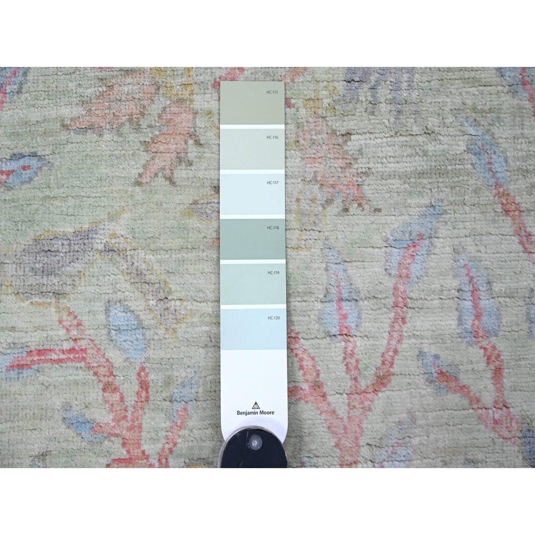 2'6"x5'7" Laurel Green, Hand Knotted, Afghan Peshawar with Birds of Paradise Design, Soft Wool, Veggie Dyes, Short Runner, Oriental Rug Sh20641