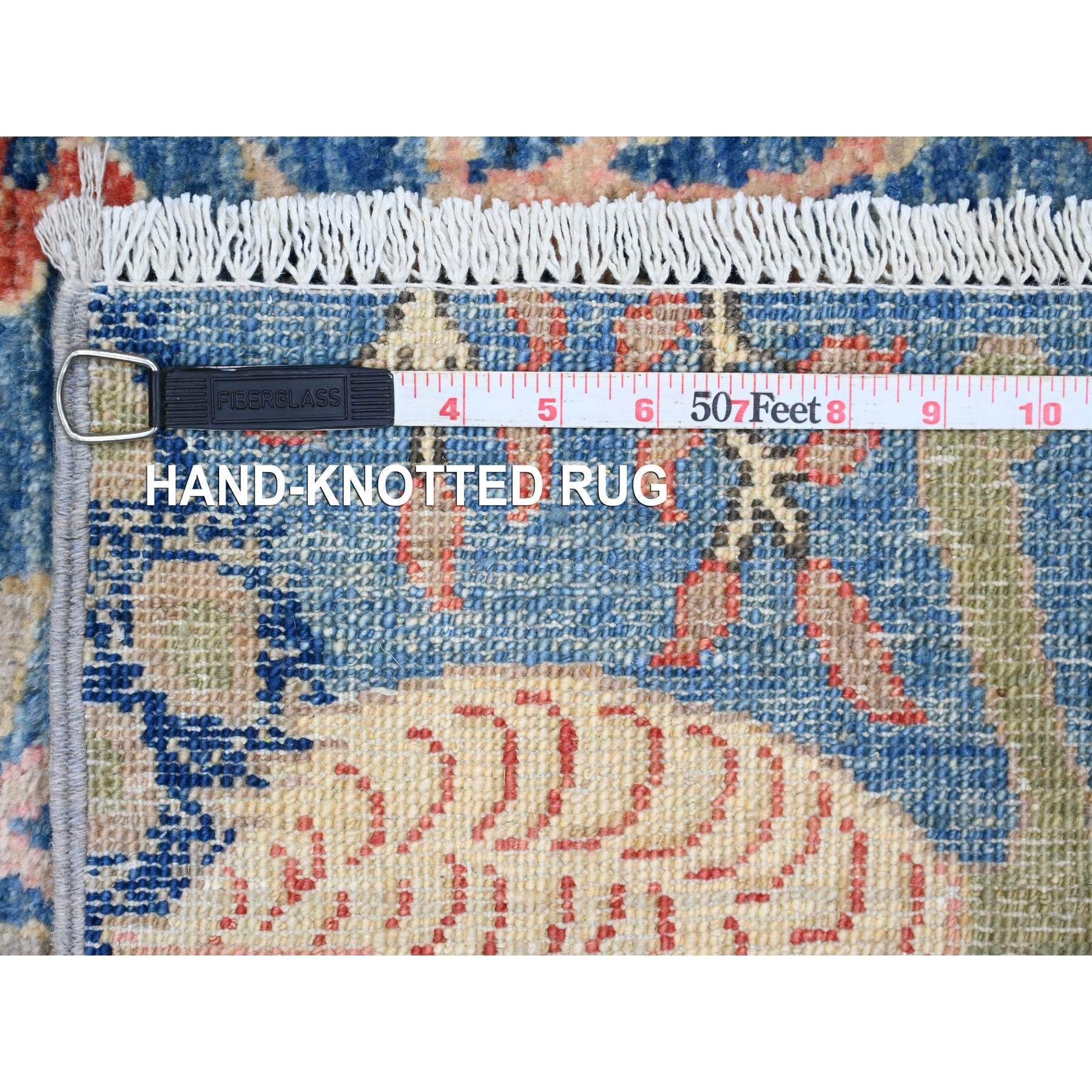 3'1"x21'2" Bayern Blue, Afghan Peshawar with Birds of Paradise Design, Hand Knotted, Soft Wool, Vegetable Dyes, XL Runner, Oriental Rug Sh20642