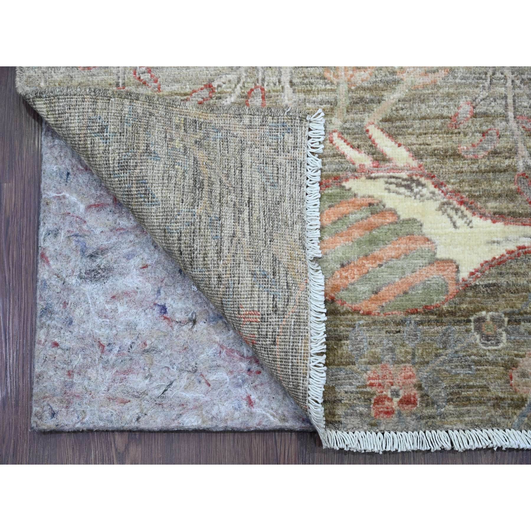 2'9"x15'9" Medium Brown, Hand Knotted, Afghan Peshawar with Birds of Paradise Design, Vegetable Dyes, Soft Wool, XL Runner, Oriental Rug Sh20643