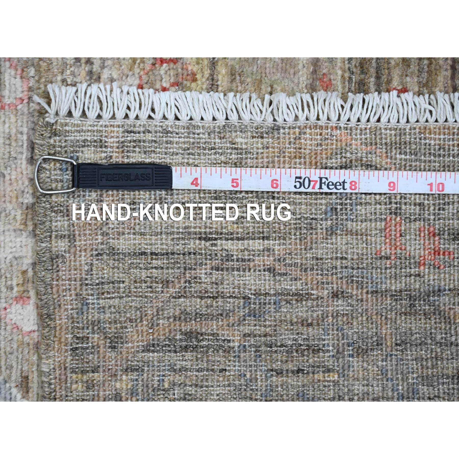 2'9"x15'9" Medium Brown, Hand Knotted, Afghan Peshawar with Birds of Paradise Design, Vegetable Dyes, Soft Wool, XL Runner, Oriental Rug Sh20643