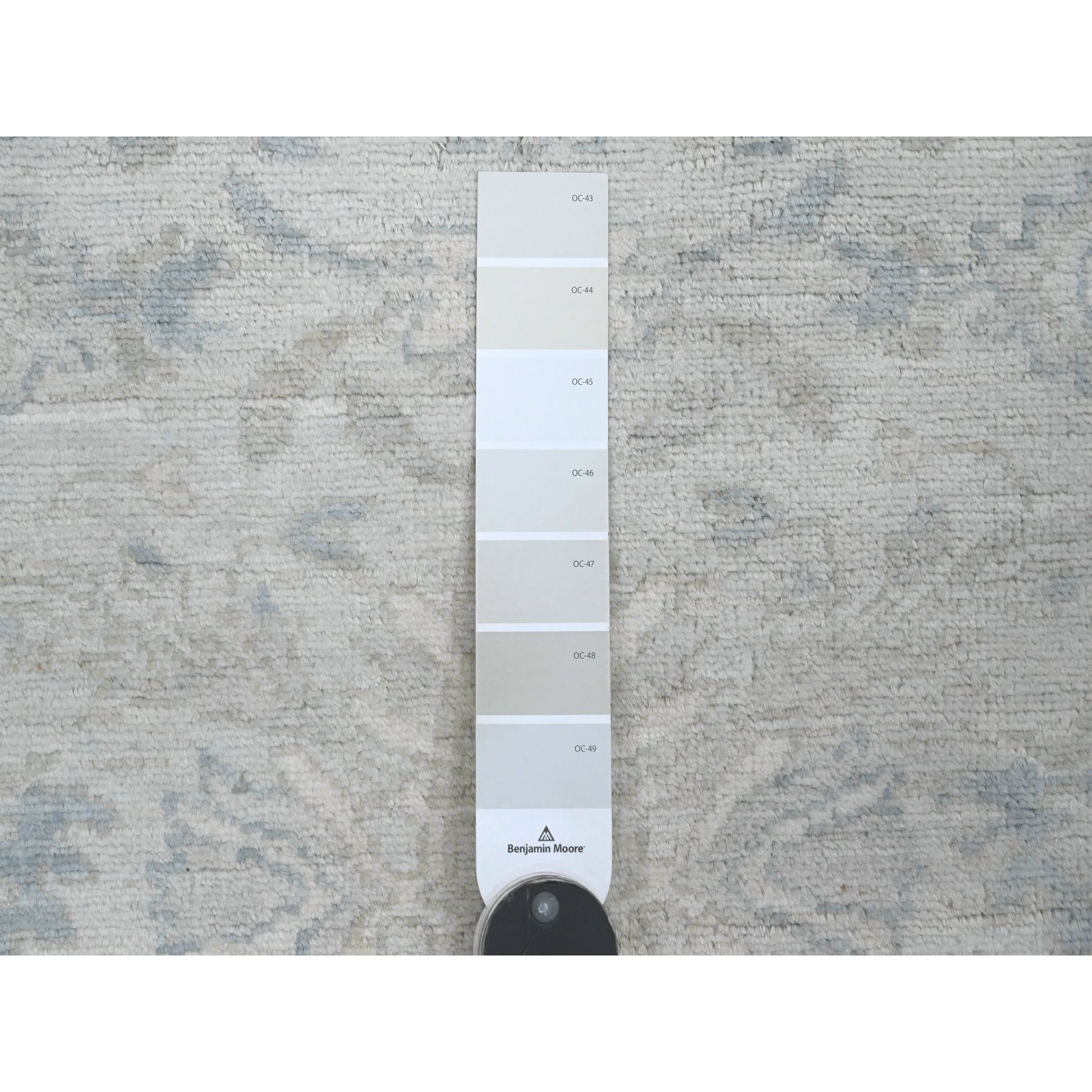 2'9"x9'10" Pristine White, Peshawar with Heriz All Over Design, High Mountain Wool, Densely Woven, Hand Knotted, Runner, Oriental Rug Sh20647