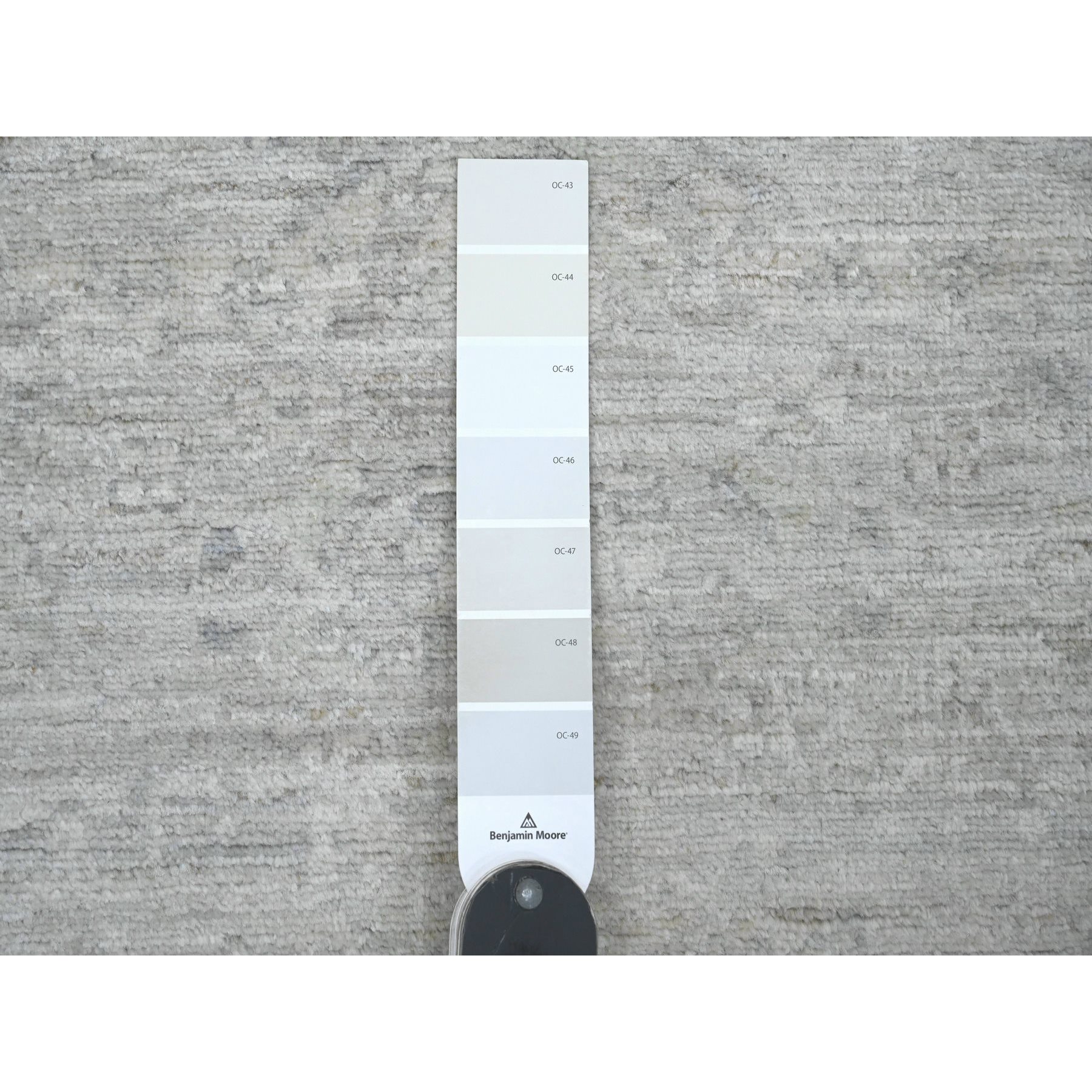 2'8"x10' Cloud Gray, Washed Out Peshawar with Heriz All Over Design, High Mountain Wool, Densely Woven, Hand Knotted, Runner, Oriental Rug Sh20649