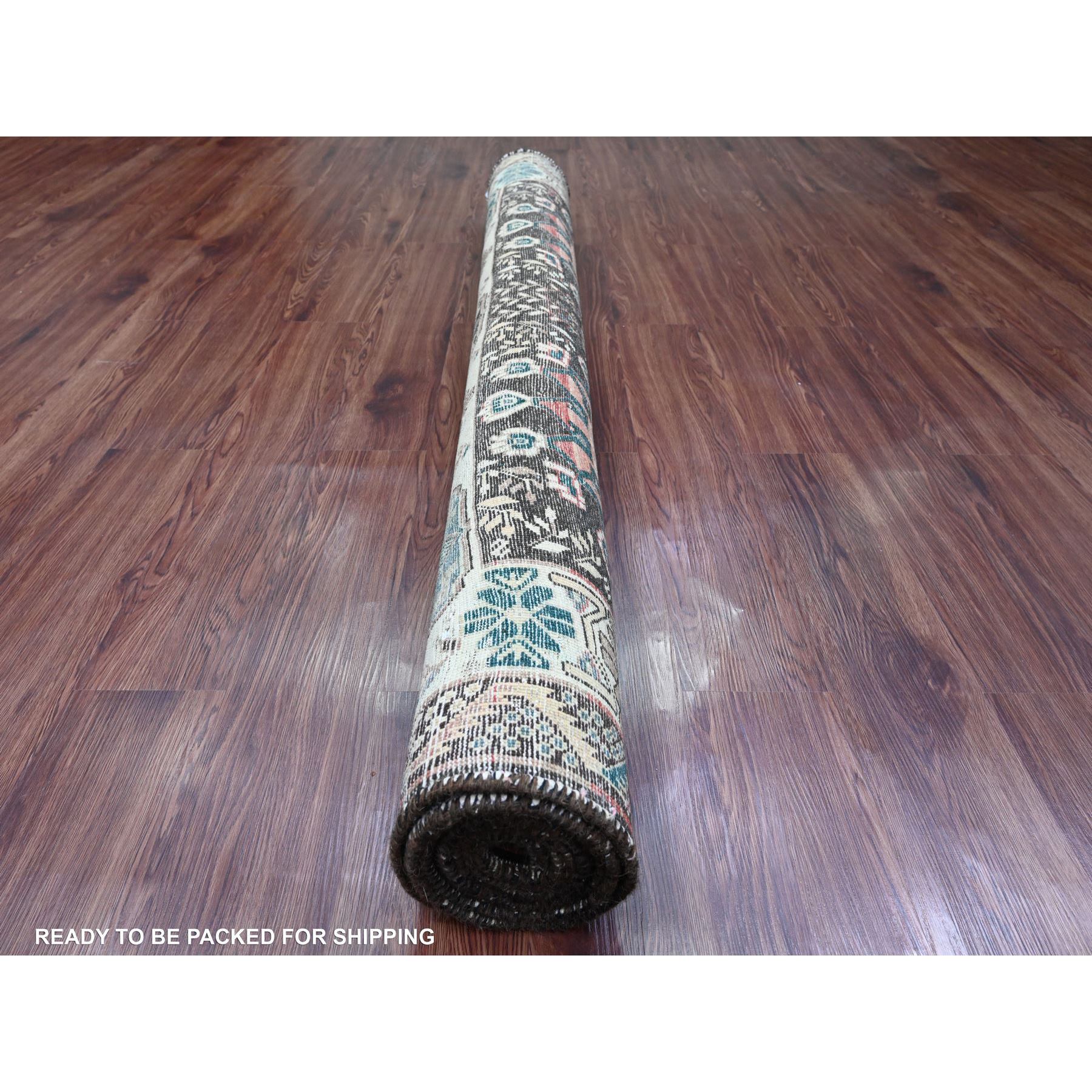 5'9"x9'1" Scarlet Red, Vintage Persian Shiraz with Tribal Design, Good Condition, Clean, Even Wear, Pure Wool, Hand Knotted, Oriental Rug Sh20651