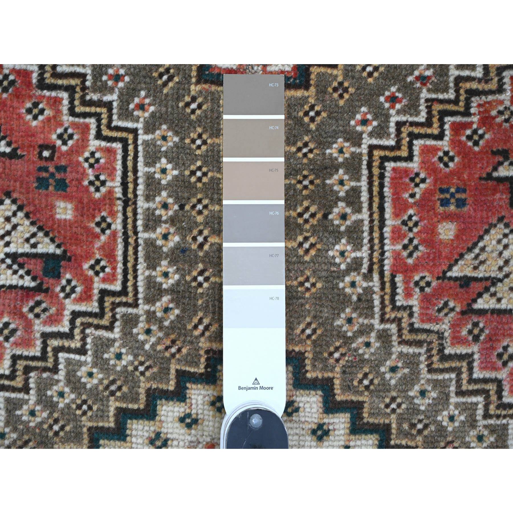 5'2"x7'8" Dim Gray, Vintage Persian Shiraz with Geometric Pattern, Clean, Even Wear, Good Condition, Pure Wool, Hand Knotted, Oriental Rug Sh20652