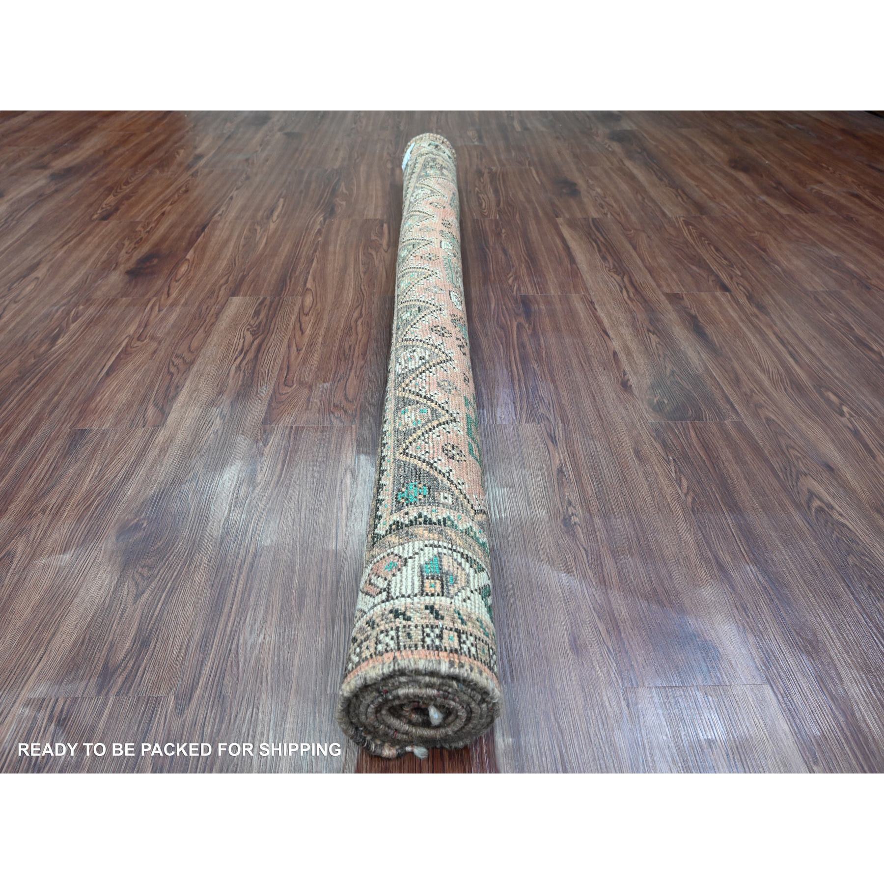5'7"x8' Blush Red, Vintage Persian Shiraz with Small Bird Figurines and Geometric Design, Good Condition, Clean, Even Wear, Pure Wool, Hand Knotted, Oriental Rug Sh20653