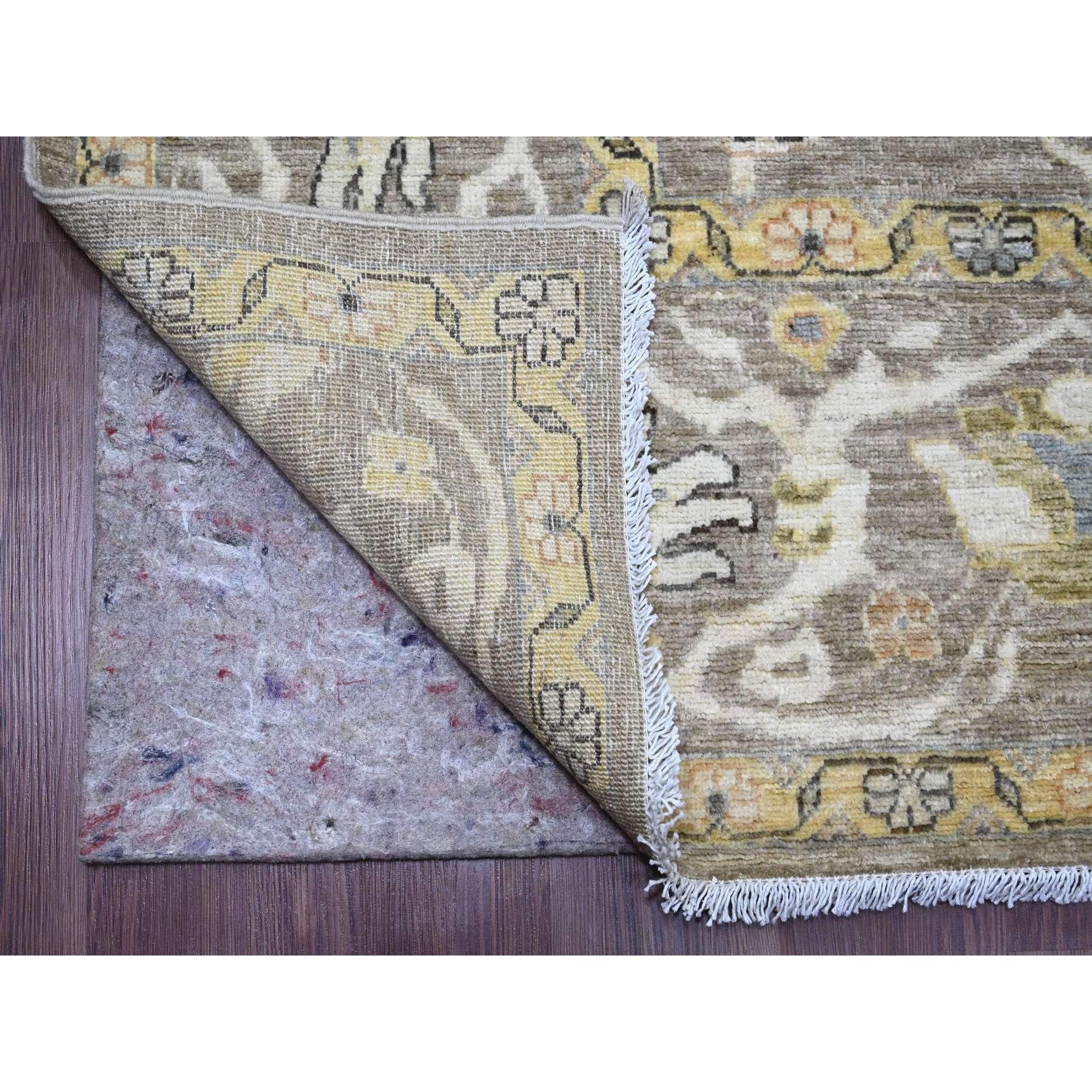 9'4"x10'9" Khaki Brown with Touches of Gold, Peshawar with Ziegler Mahal All Over Design, High Mountain Wool, Vegetable Dyes, Hand Knotted, Squarish, Oriental Rug Sh20657