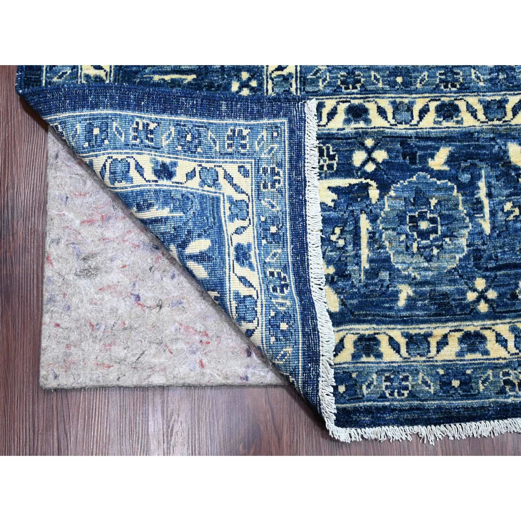 10'x13'10" Denim Blue, Peshawar Serapi Heriz Revival, High Mountain Ghazni Wool, Hand Knotted, Soft Pile, Denser Weave, Oriental Rug Sh20658