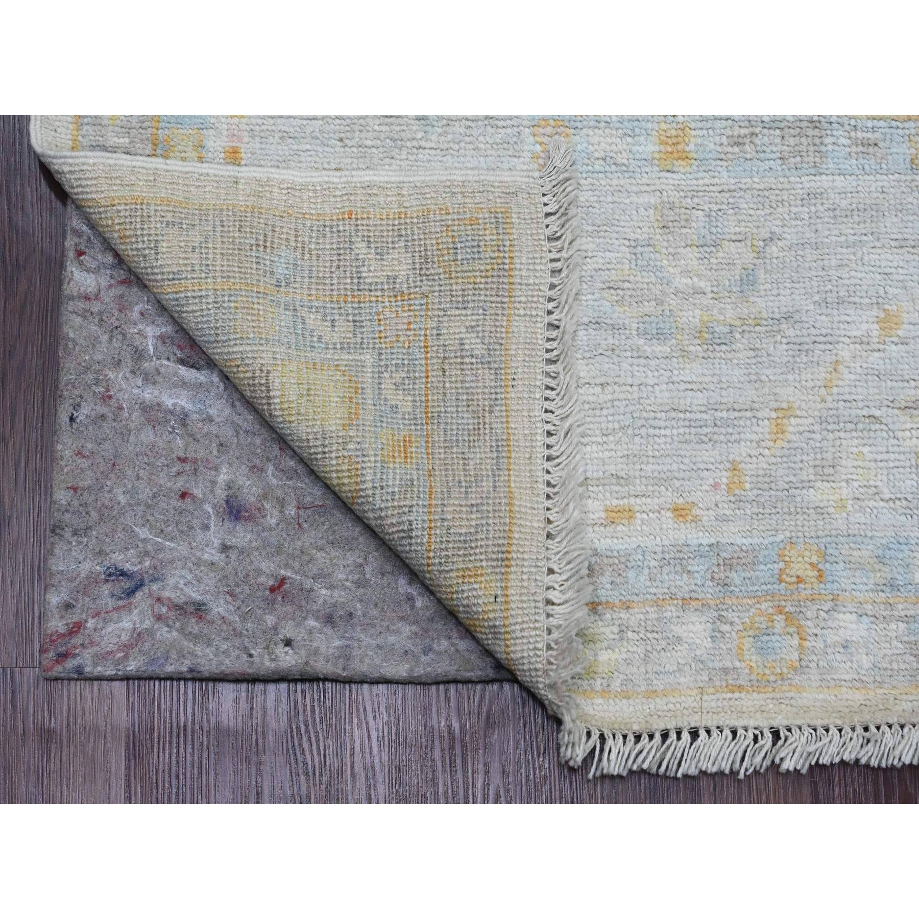 8'x8' Pearl White, Hand Knotted, Afghan Angora Oushak with All Over Pattern, Vegetable Dyes, Pure Wool, Square, Oriental Rug Sh20660