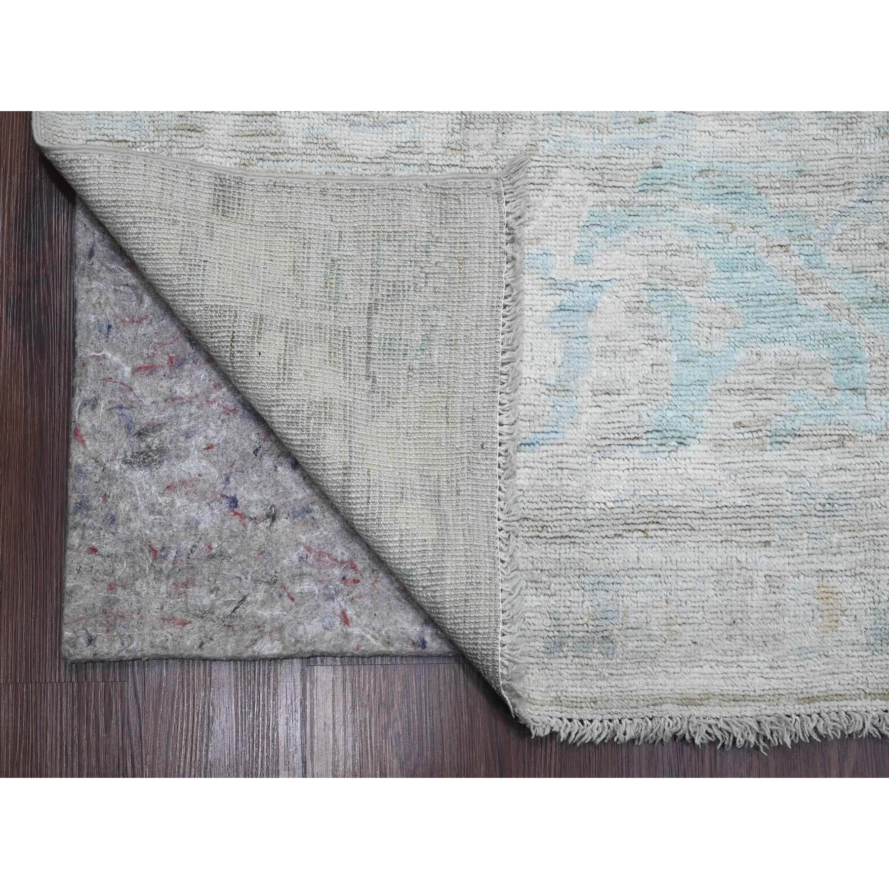 10'x13'4" Chiffon White, Afghan Angora Oushak with All Over Leaf Design, Hand Knotted, Vegetable Dyes, 100% Wool, Oriental Rug Sh20661