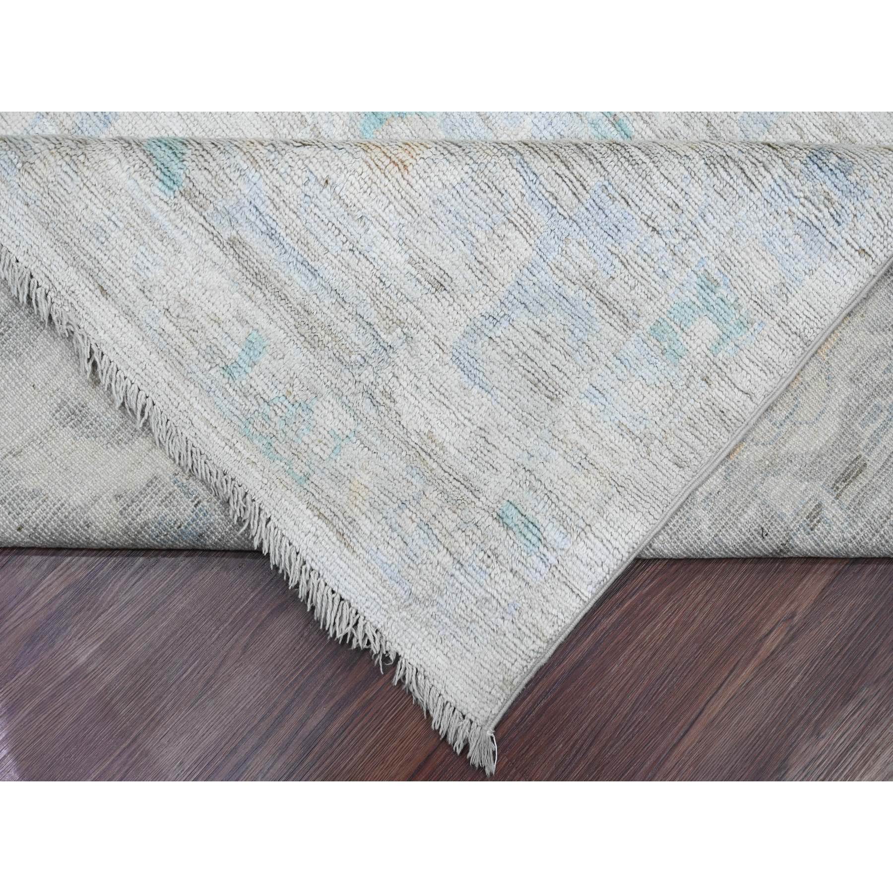 10'x13'4" Chiffon White, Afghan Angora Oushak with All Over Leaf Design, Hand Knotted, Vegetable Dyes, 100% Wool, Oriental Rug Sh20661