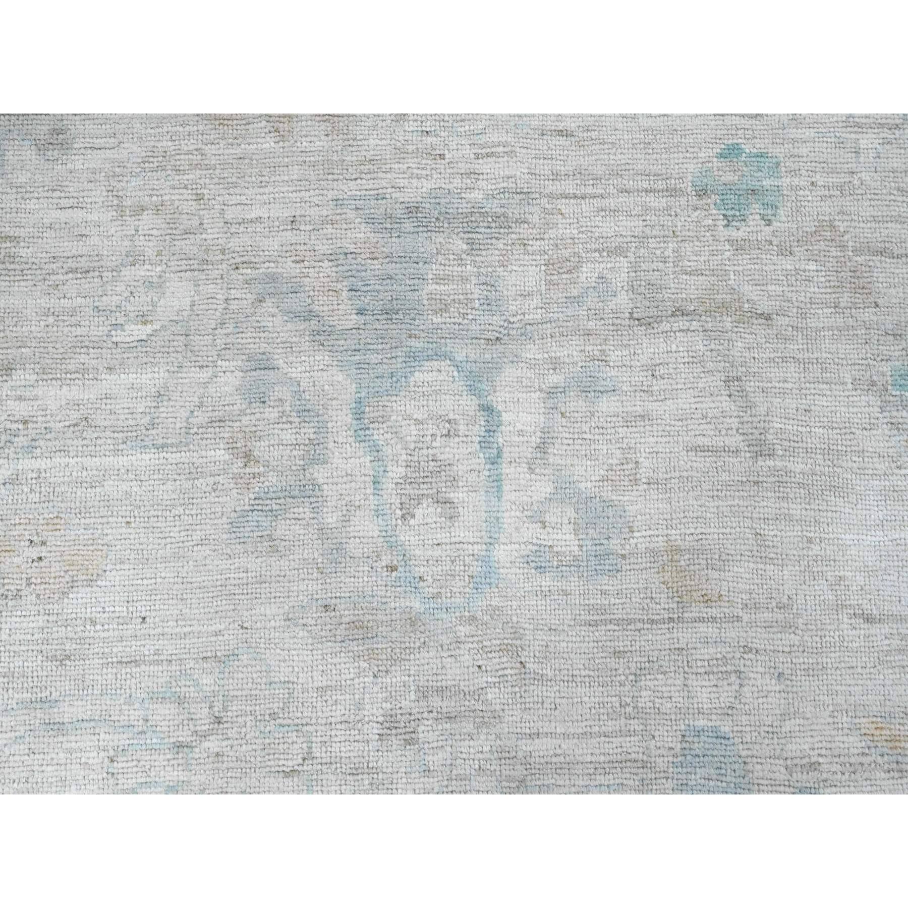 10'x13'4" Chiffon White, Afghan Angora Oushak with All Over Leaf Design, Hand Knotted, Vegetable Dyes, 100% Wool, Oriental Rug Sh20661
