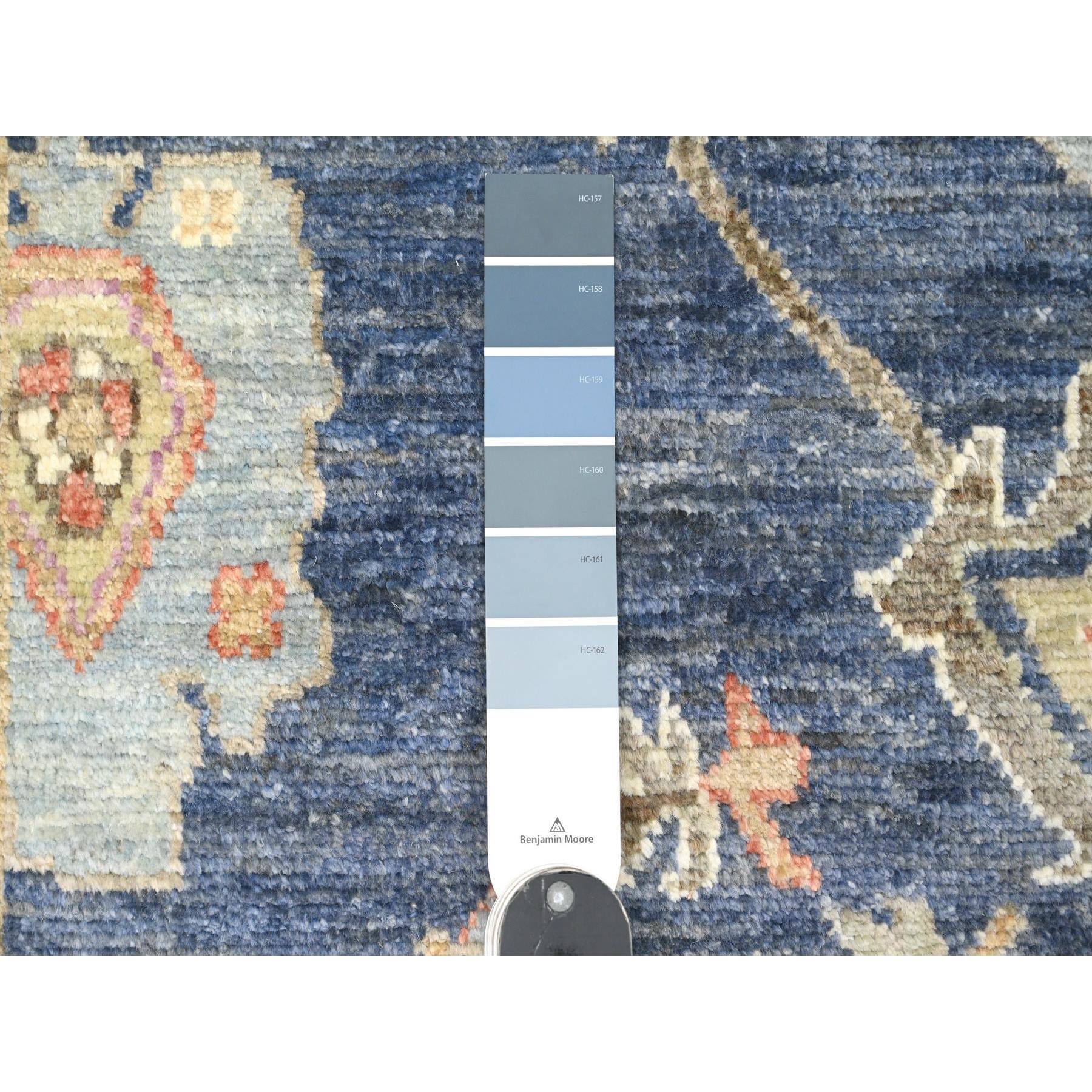2'9"x8'6" Bayern Blue, Afghan Angora Oushak with Floral Pattern, Veggie Dyes, Hand Knotted, 100% Wool, Runner, Oriental Rug Sh20662