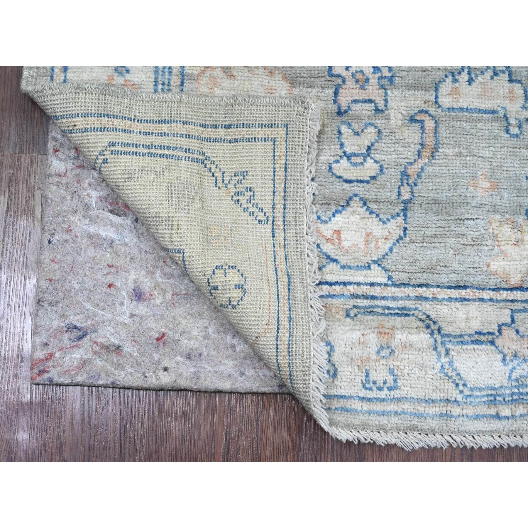 2'9"x9'2" Misty Gray, Hand Knotted, Afghan Angora Oushak with All Over Pattern, Veggie Dyes, 100% Wool, Runner, Oriental Rug Sh20663